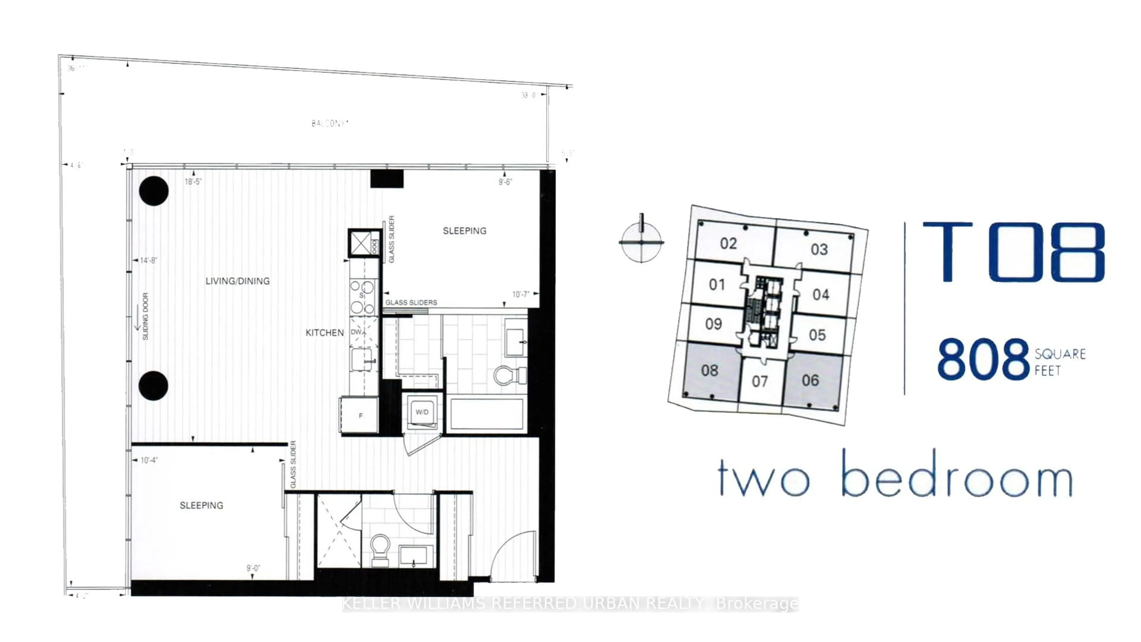 Floor plan for 70 Distillery Lane #2008, Toronto Ontario M5A 0E8