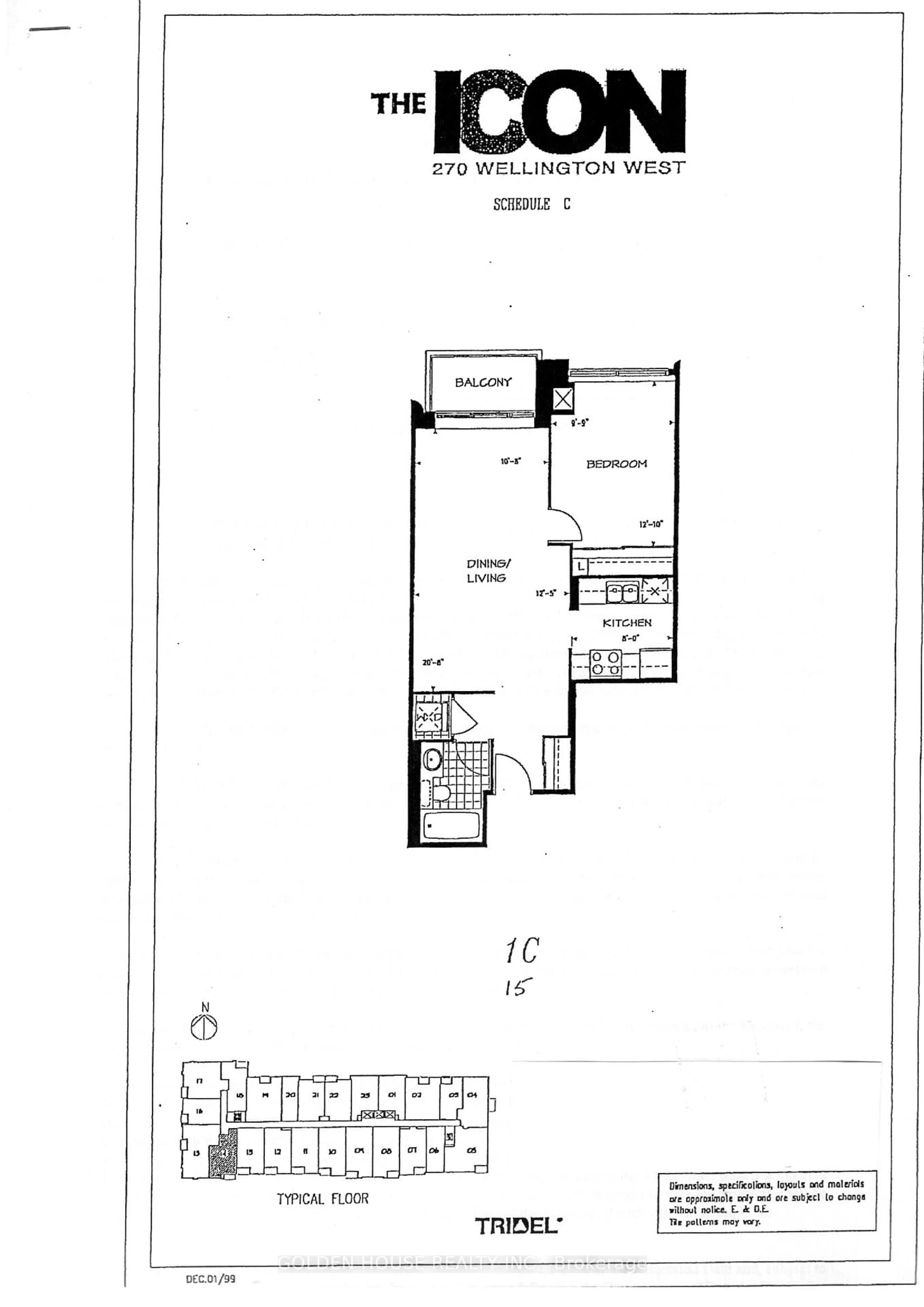 Floor plan for 270 Wellington St #616, Toronto Ontario M5V 3P5