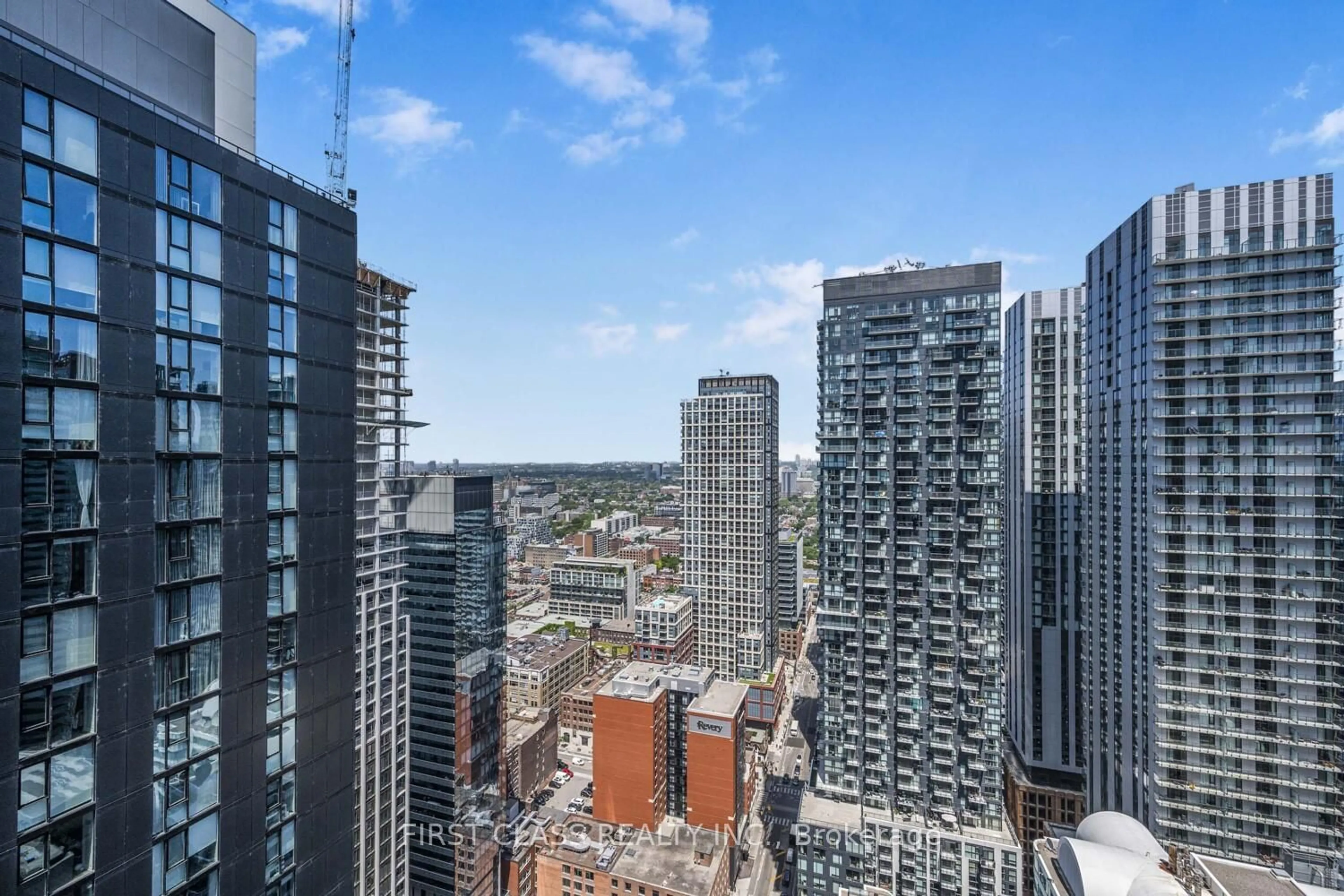 A pic from outside/outdoor area/front of a property/back of a property/a pic from drone, city buildings view from balcony for 115 Blue Jays Way #4510, Toronto Ontario M5V 0N4
