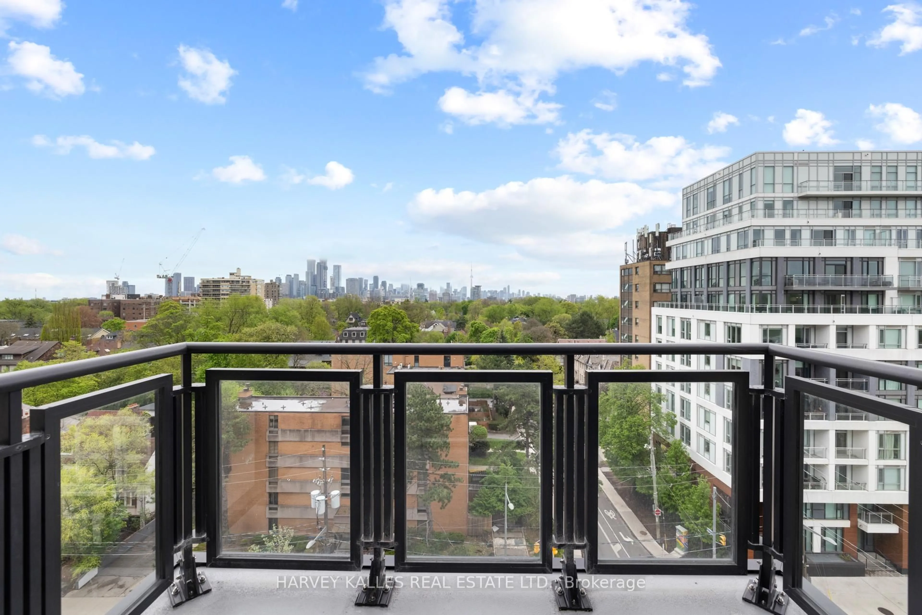 Balcony in the apartment, city buildings view from balcony for 2 Forest Hill Rd #805, Toronto Ontario M4V 2L3