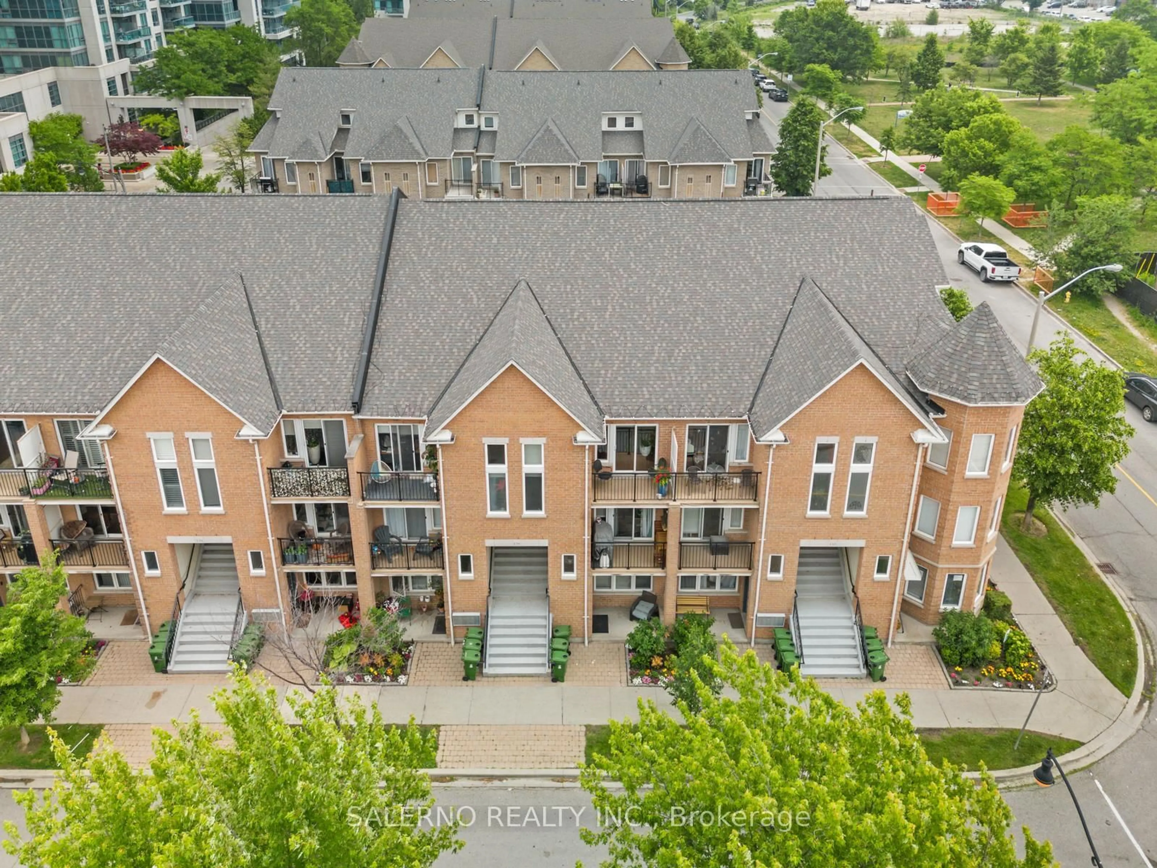 A pic from outside/outdoor area/front of a property/back of a property/a pic from drone, city buildings view from balcony for 128 Aerodrome Cres #302, Toronto Ontario M4G 4J2