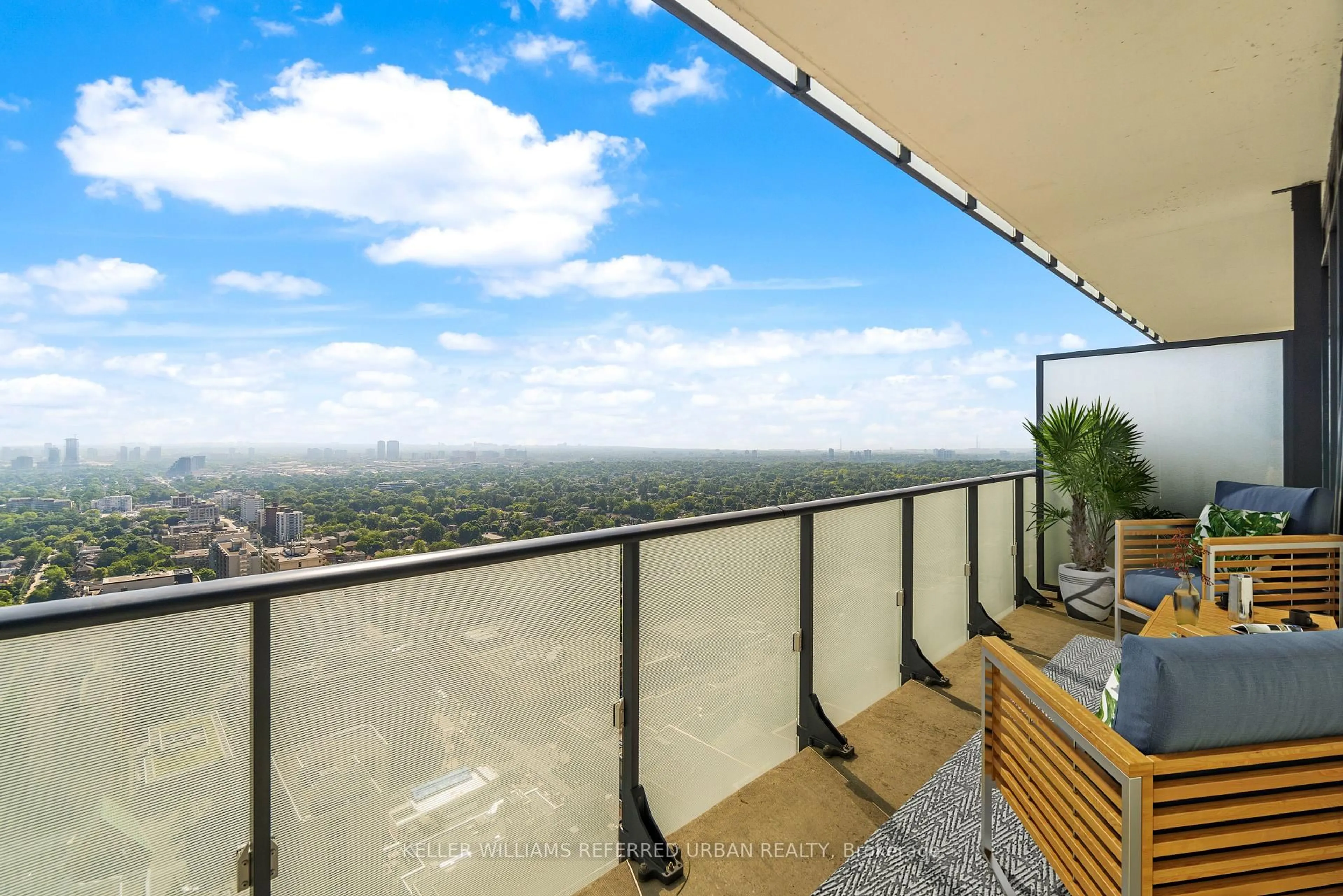 Balcony in the apartment, city buildings view from balcony for 185 Roehampton Ave #3408, Toronto Ontario M4P 1R4