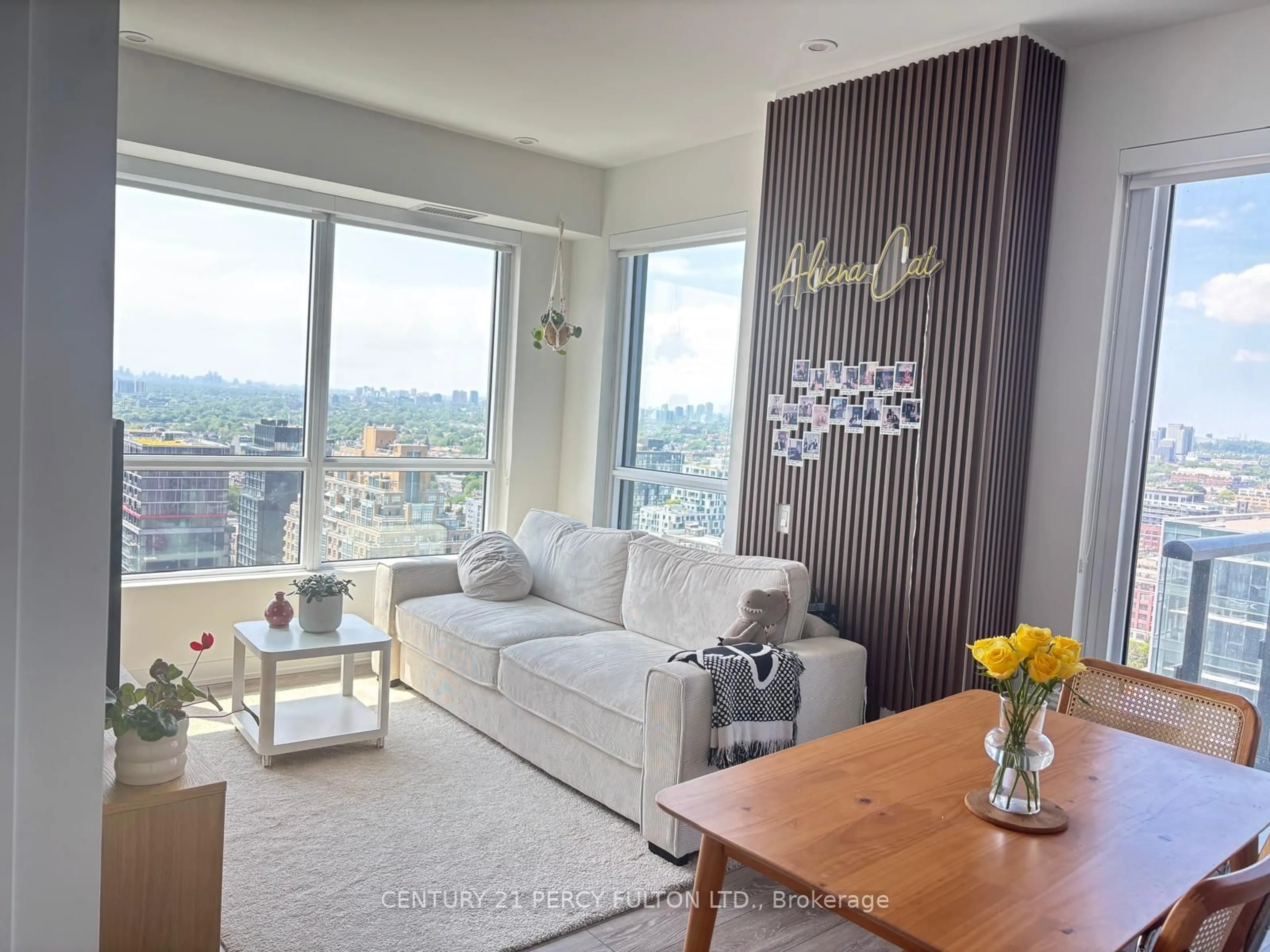 Living room with furniture, wood/laminate floor for 108 Peter St #2613, Toronto Ontario M5V 0W2