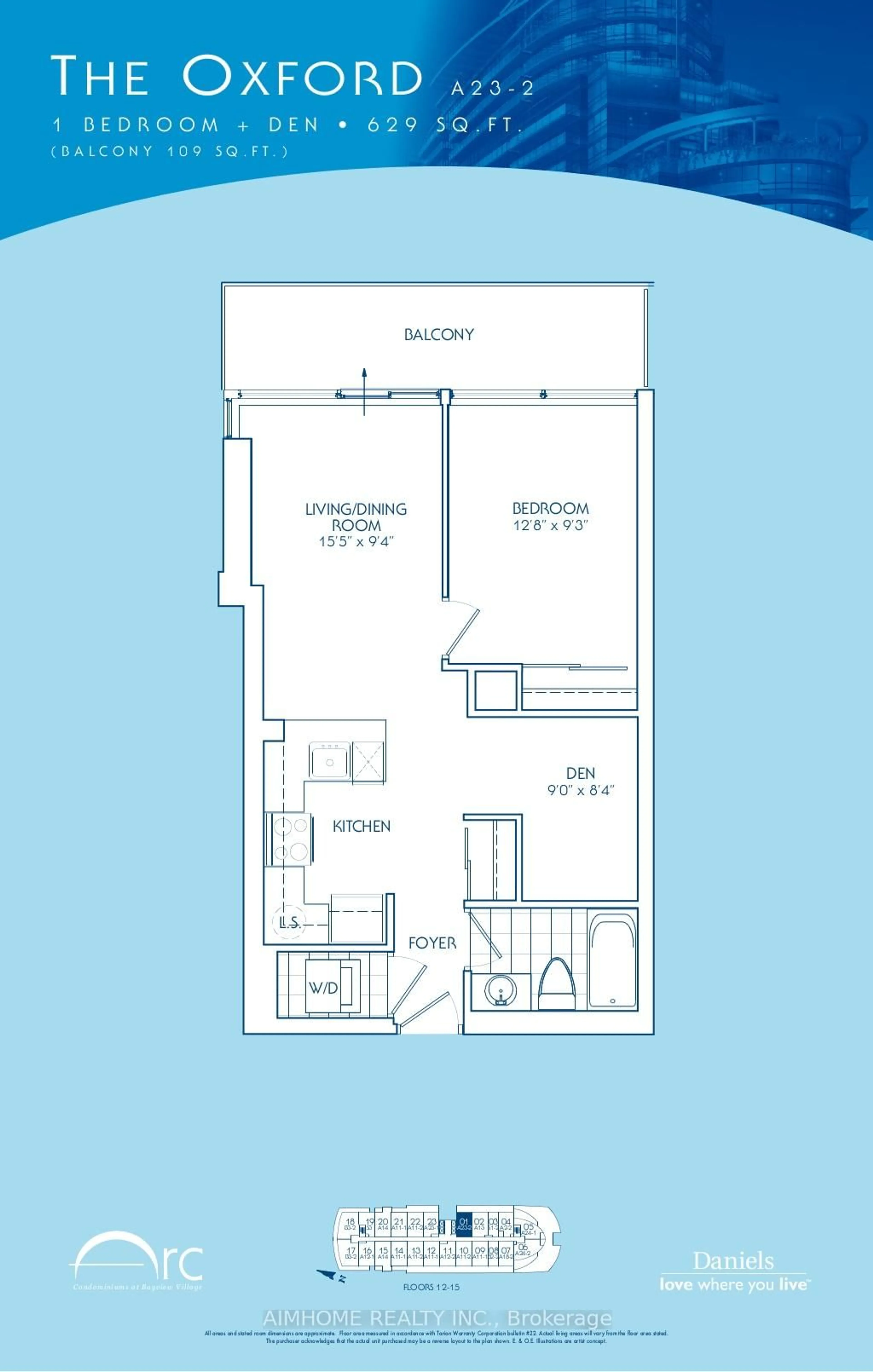Floor plan for 2885 Bayview Ave #1201, Toronto Ontario M2K 0A3