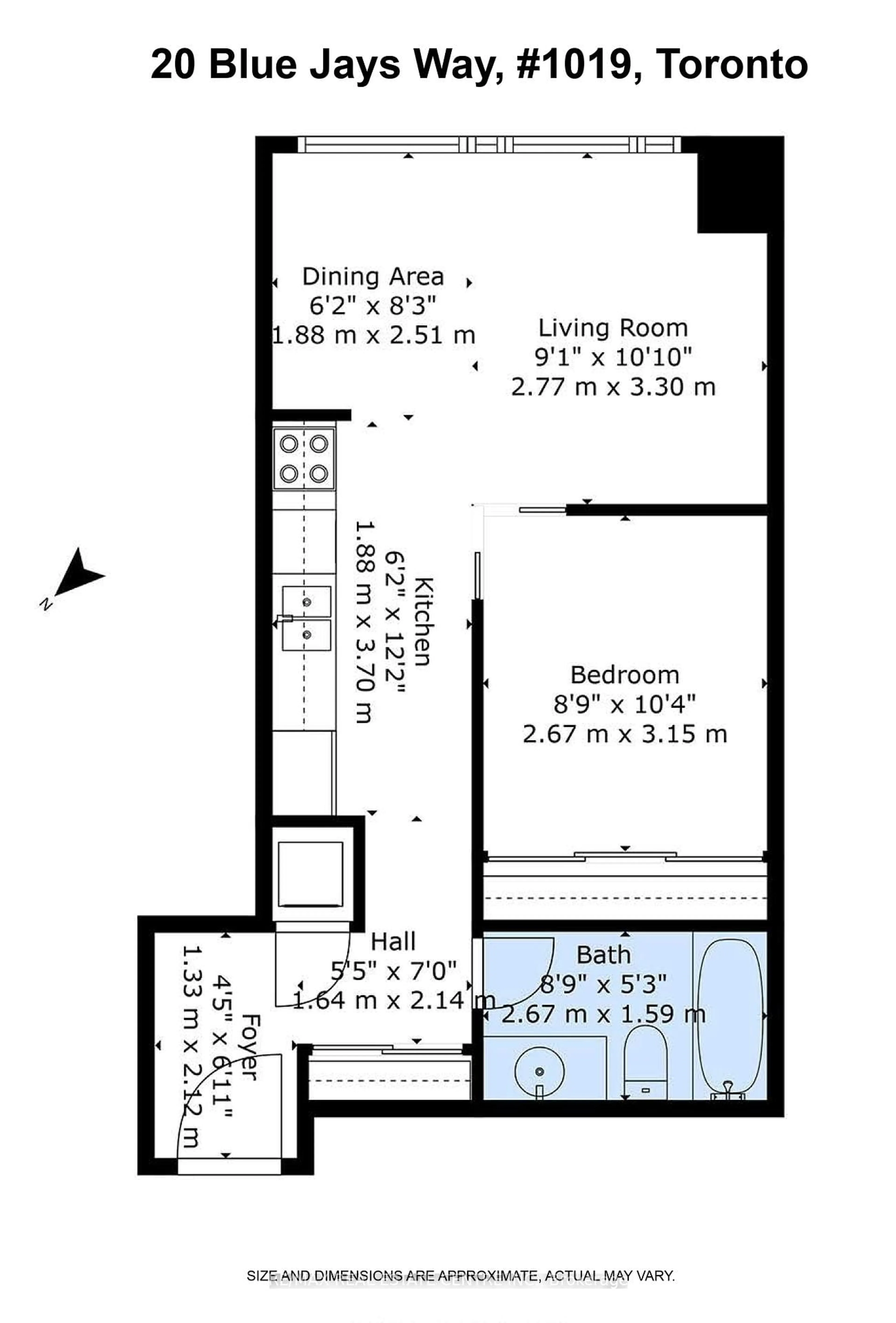 Floor plan for 20 Blue Jays Way #1019, Toronto Ontario M5V 3W6