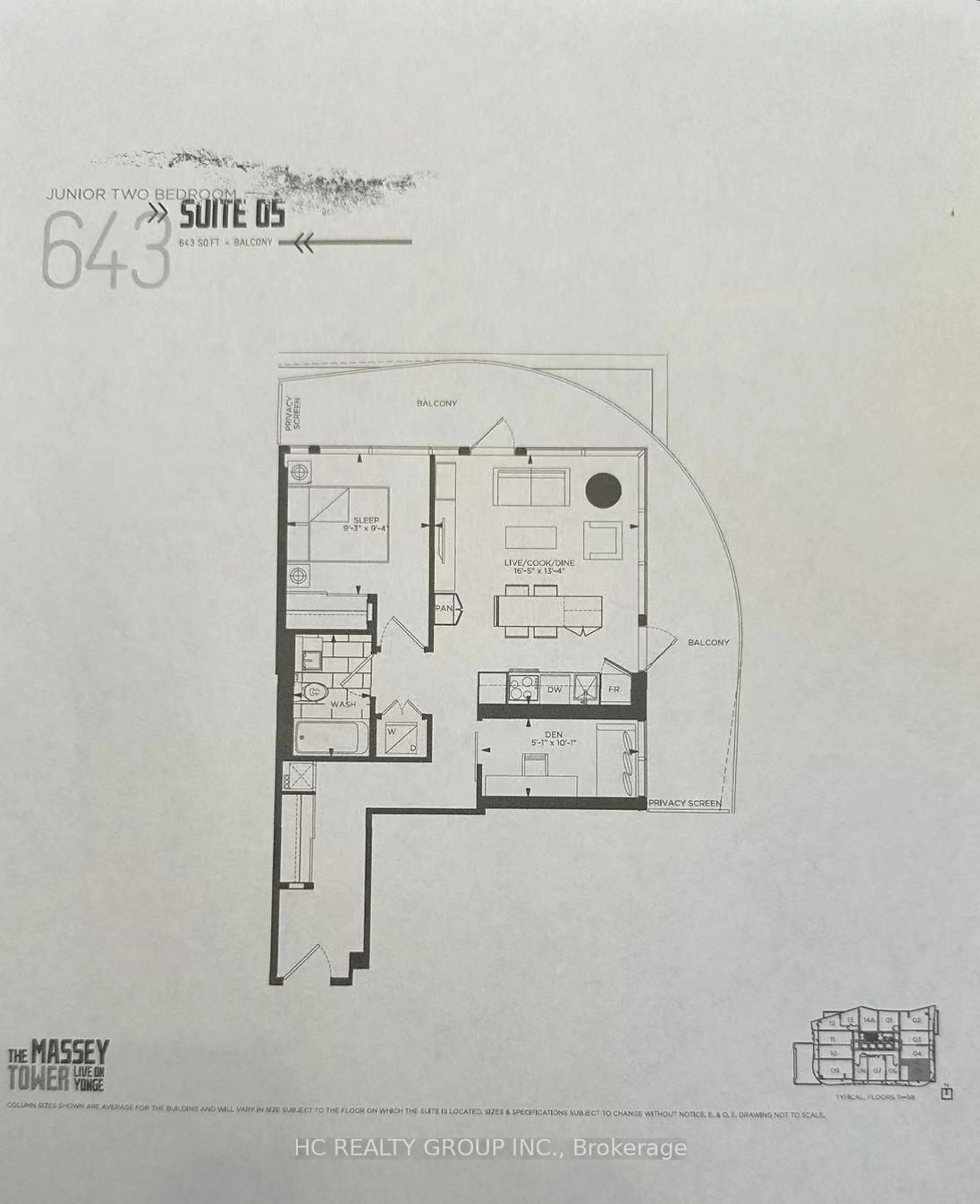 Floor plan for 197 Yonge St #2005, Toronto Ontario M5B 0C1
