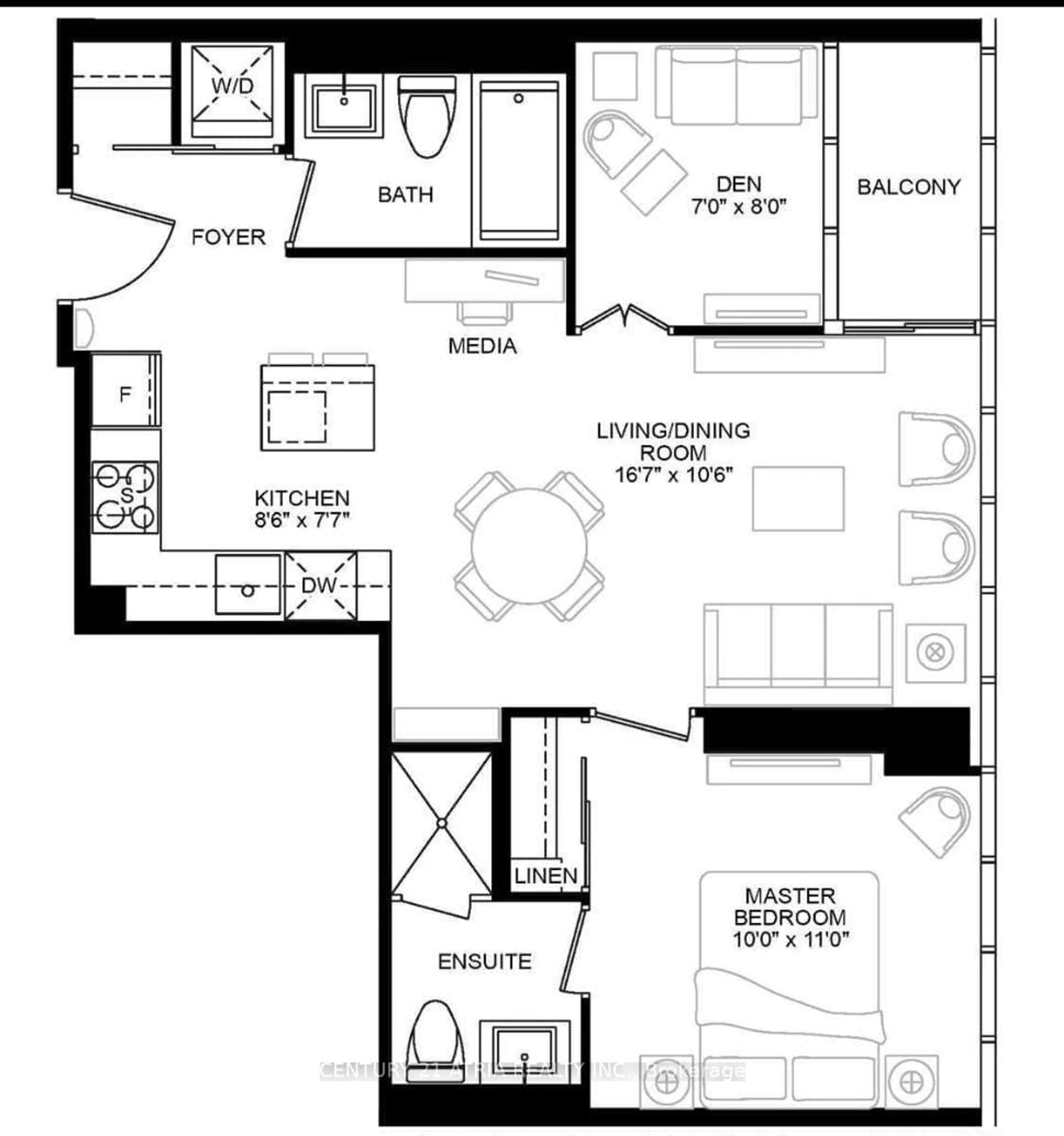 Floor plan for 11 Bogert Ave #2109, Toronto Ontario M2N 0H4