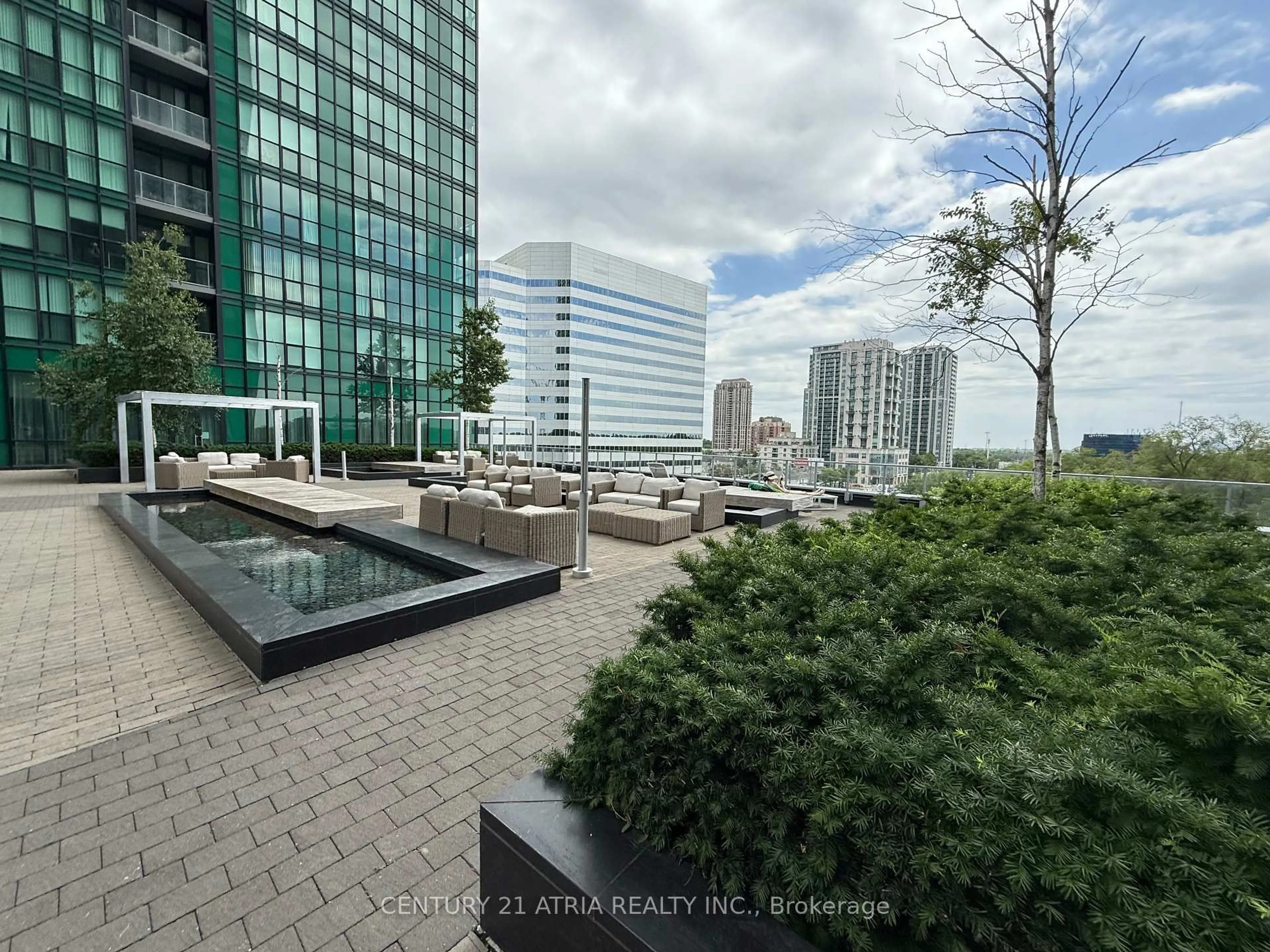 Patio, city buildings view from balcony for 11 Bogert Ave #2109, Toronto Ontario M2N 0H4