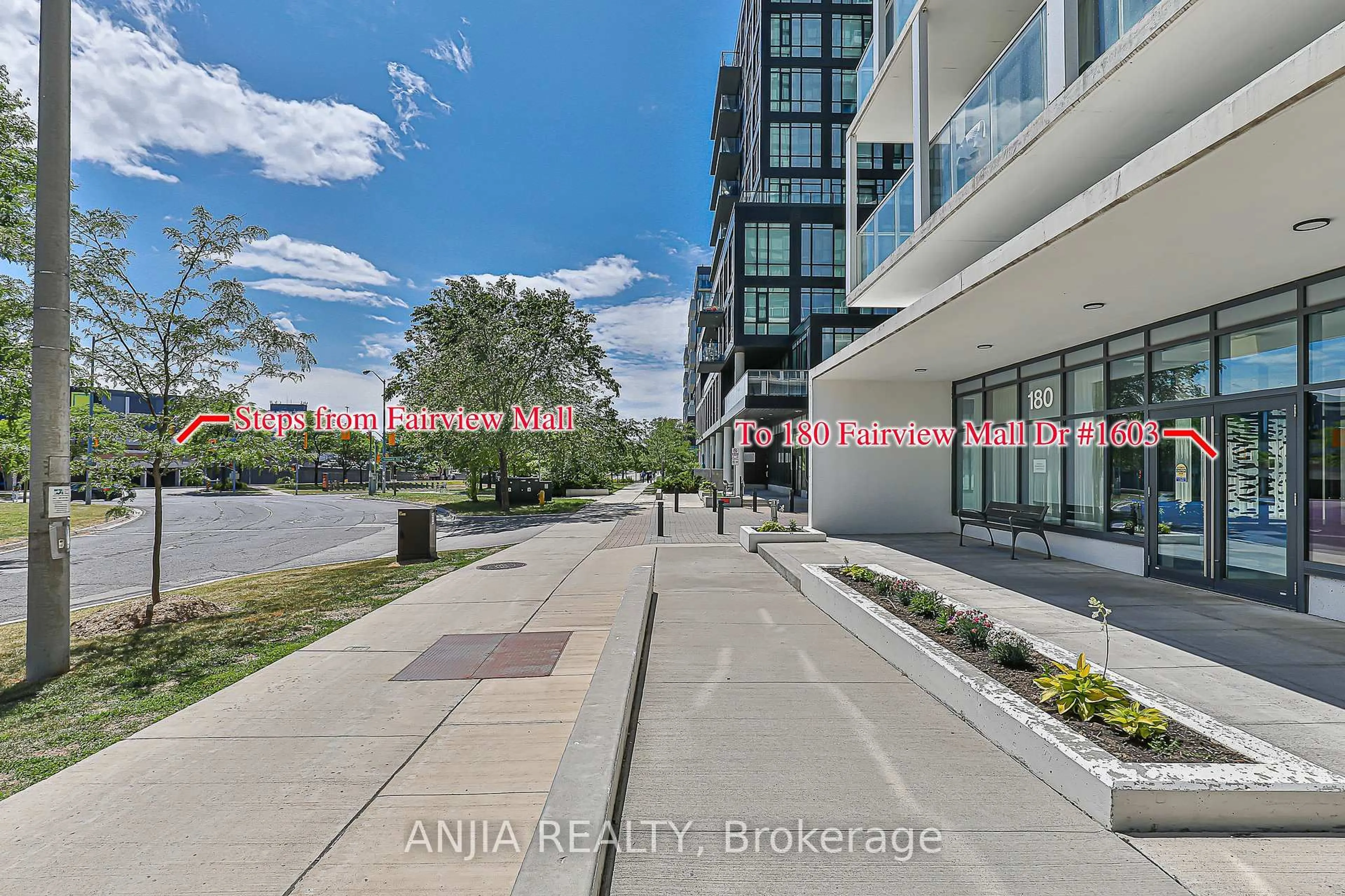 A pic from outside/outdoor area/front of a property/back of a property/a pic from drone, unknown for 180 Fairview Mall Dr #1603, Toronto Ontario M2J 4T1
