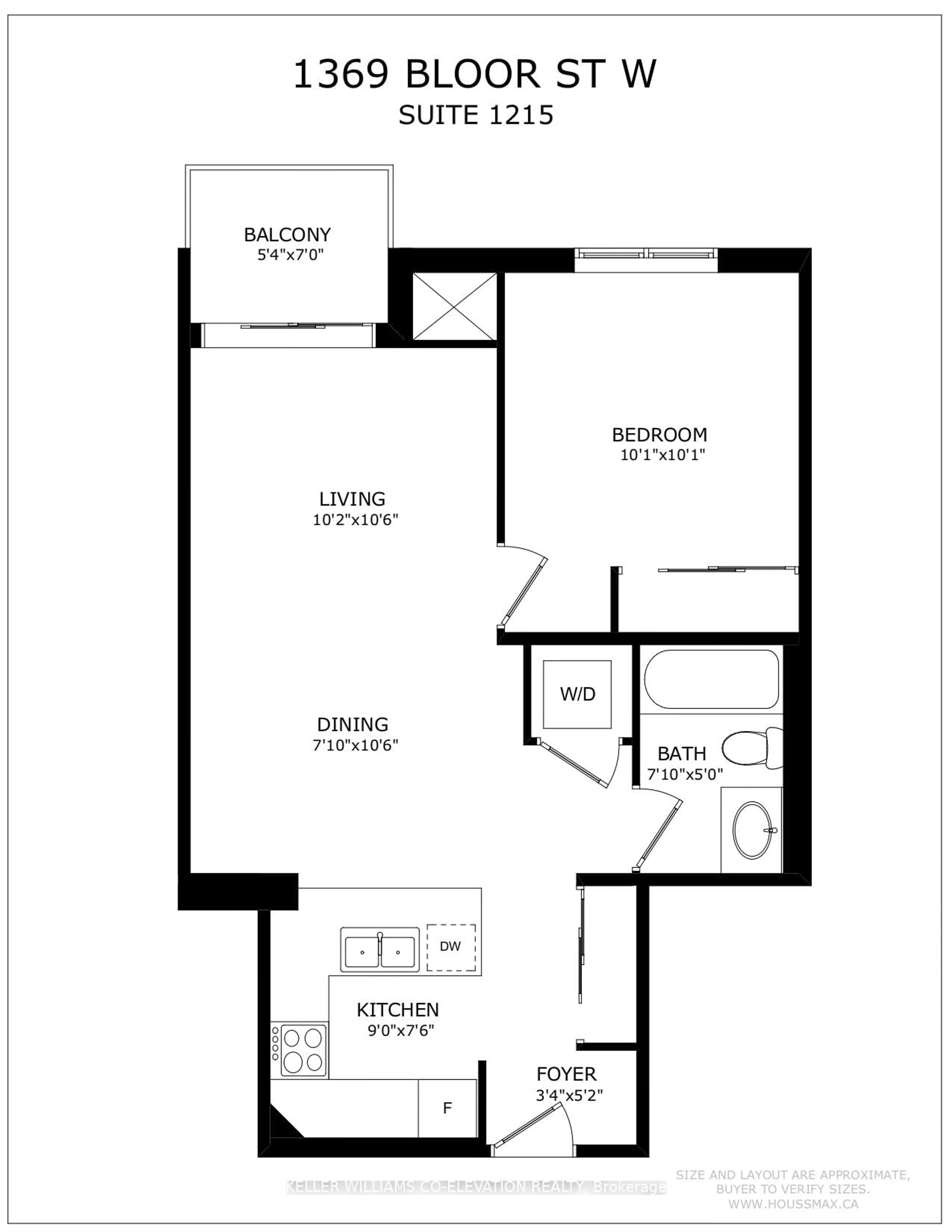 Floor plan for 1369 Bloor St #1215, Toronto Ontario M6P 4J4