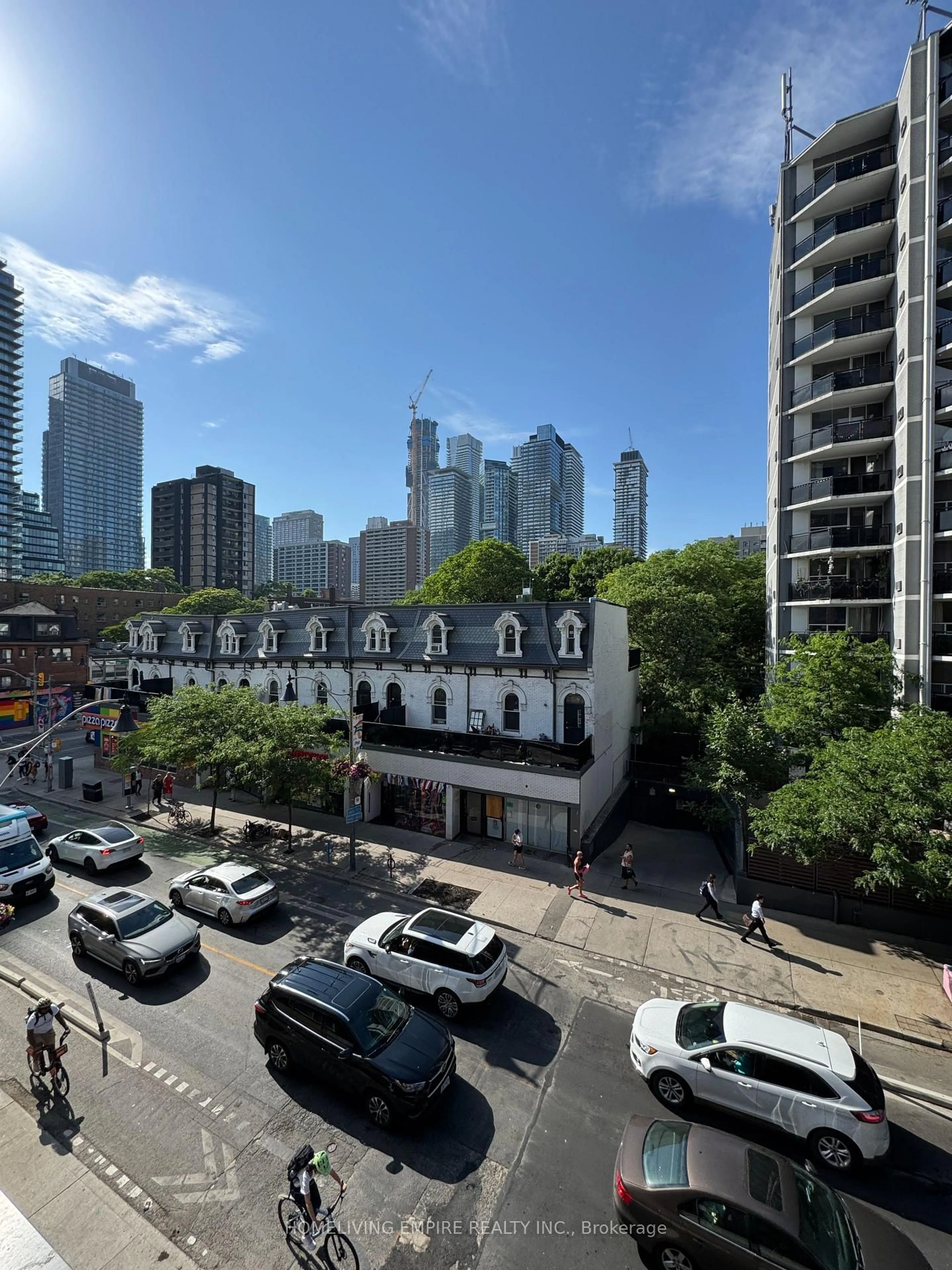 A pic from outside/outdoor area/front of a property/back of a property/a pic from drone, city buildings view from balcony for 81 Wellesley St #306, Toronto Ontario M4Y 0C5