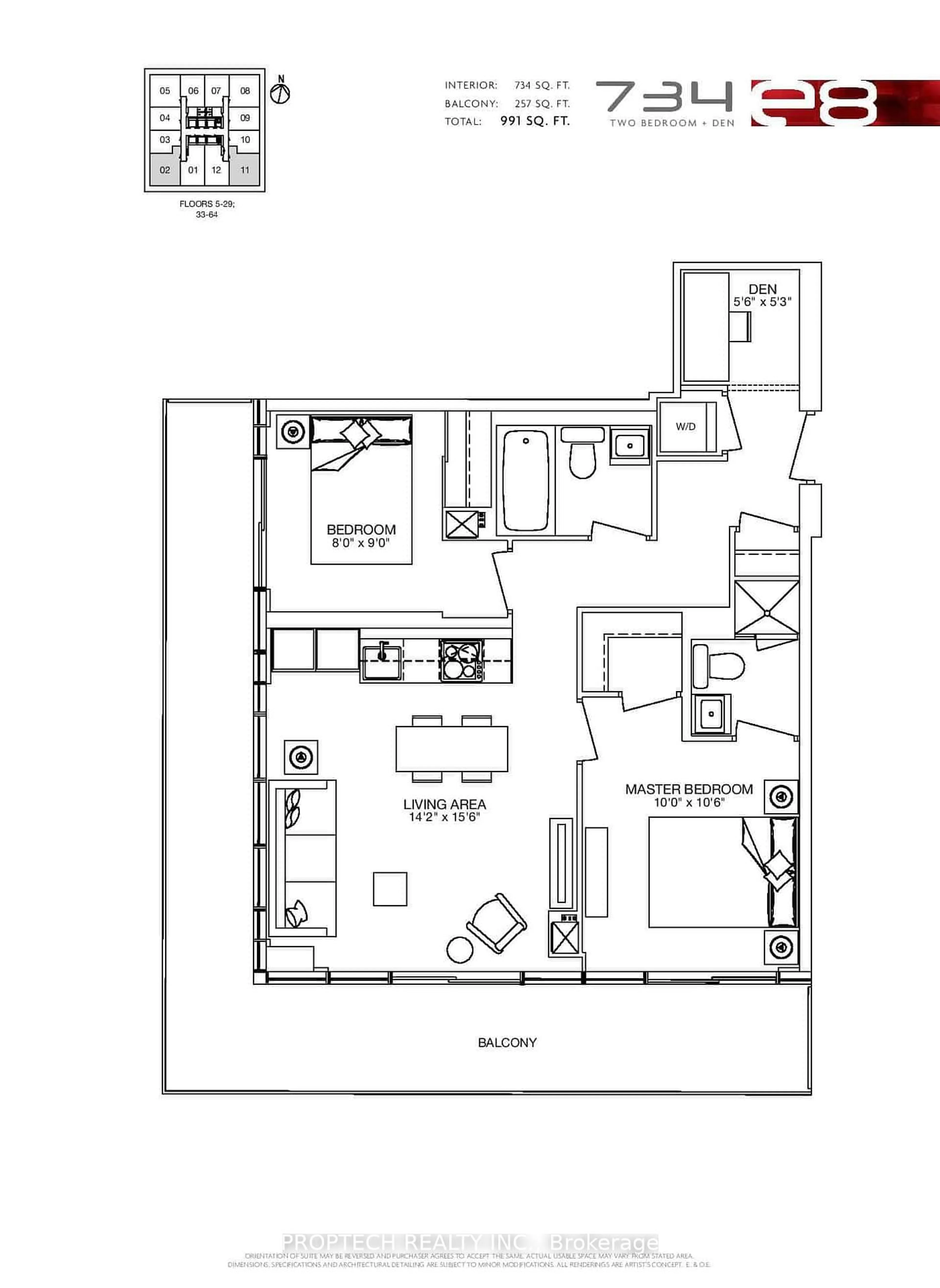 Floor plan for 8 Eglinton Ave #2002, Toronto Ontario M4P 0C1