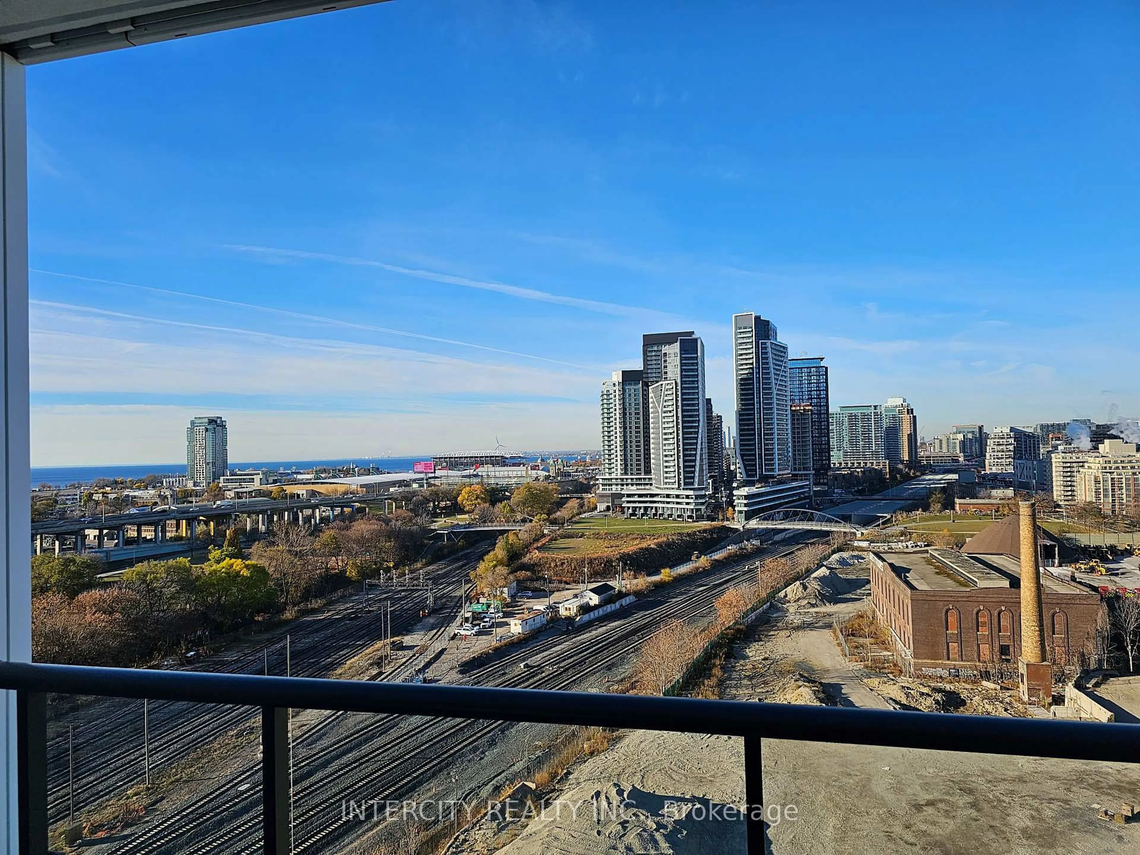 Balcony in the apartment, city buildings view from balcony for 9 Tecumseth St #1405, Toronto Ontario M5V 0S5
