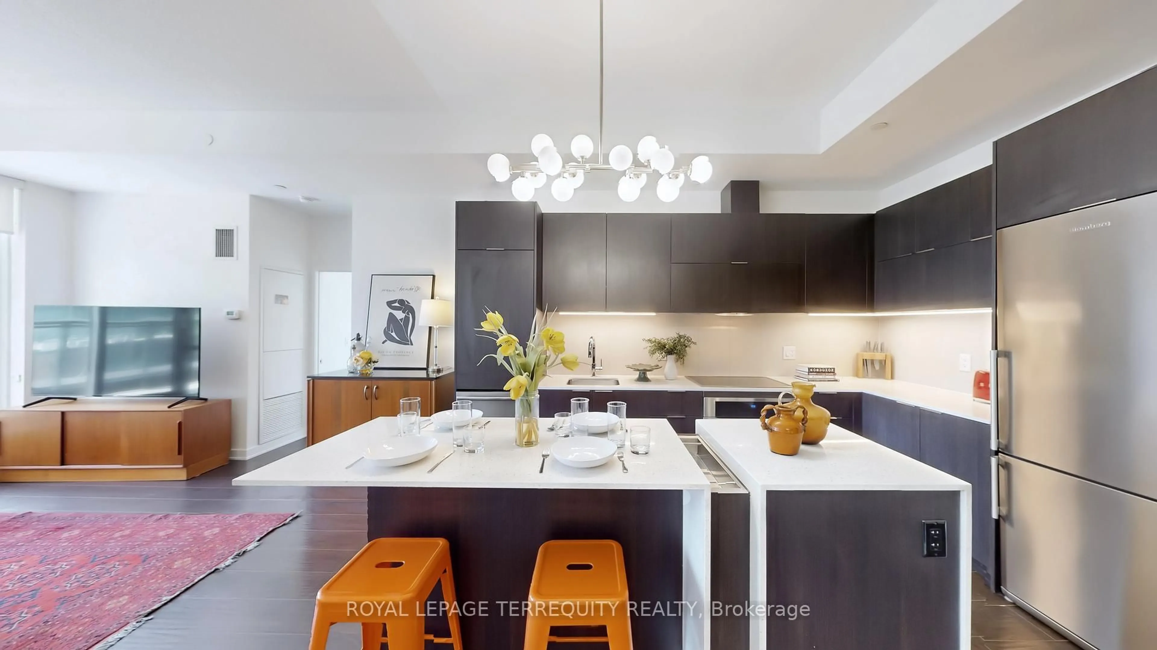 Contemporary kitchen, ceramic/tile floor for 55 Regent Park Blvd #415, Toronto Ontario M5A 0C2