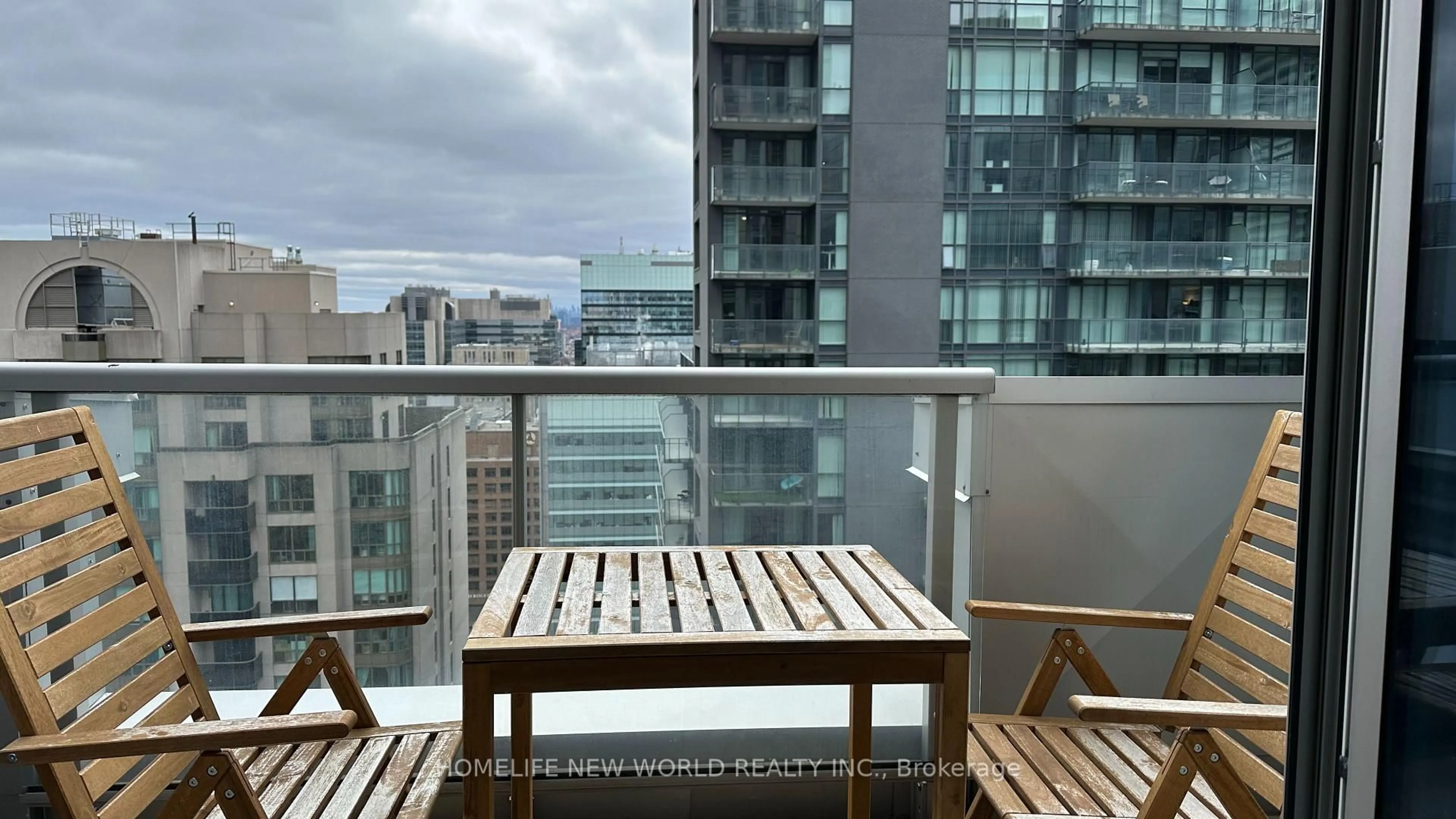 Balcony in the apartment, city buildings view from balcony for 763 Bay St #3210, Toronto Ontario M5G 2R3
