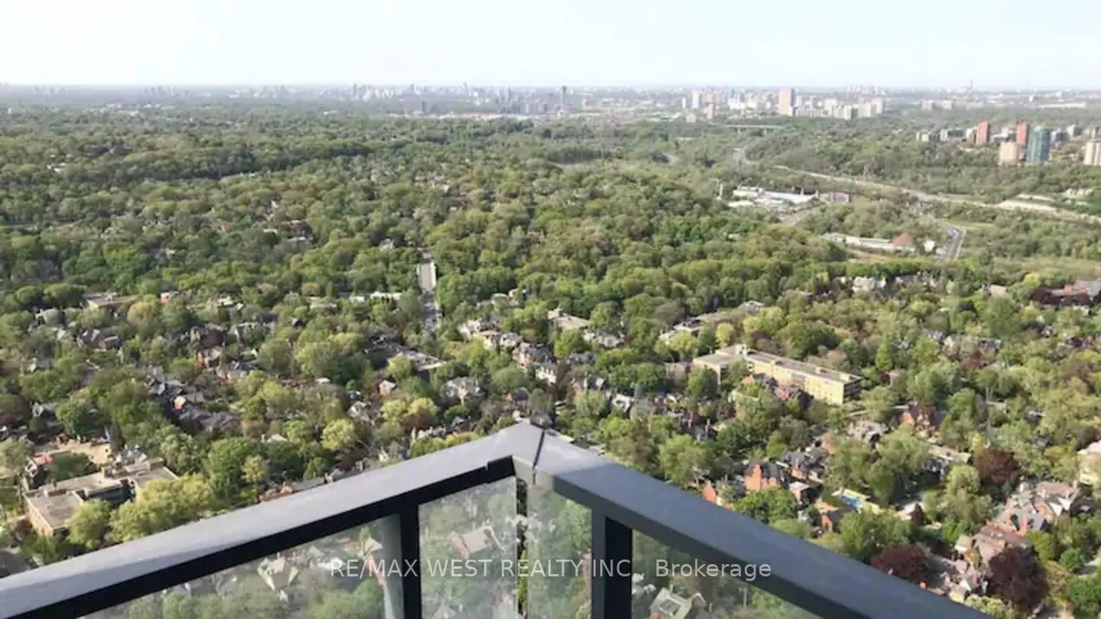Balcony in the apartment, city buildings view from balcony for 395 Bloor St #5006, Toronto Ontario M4W 0B4