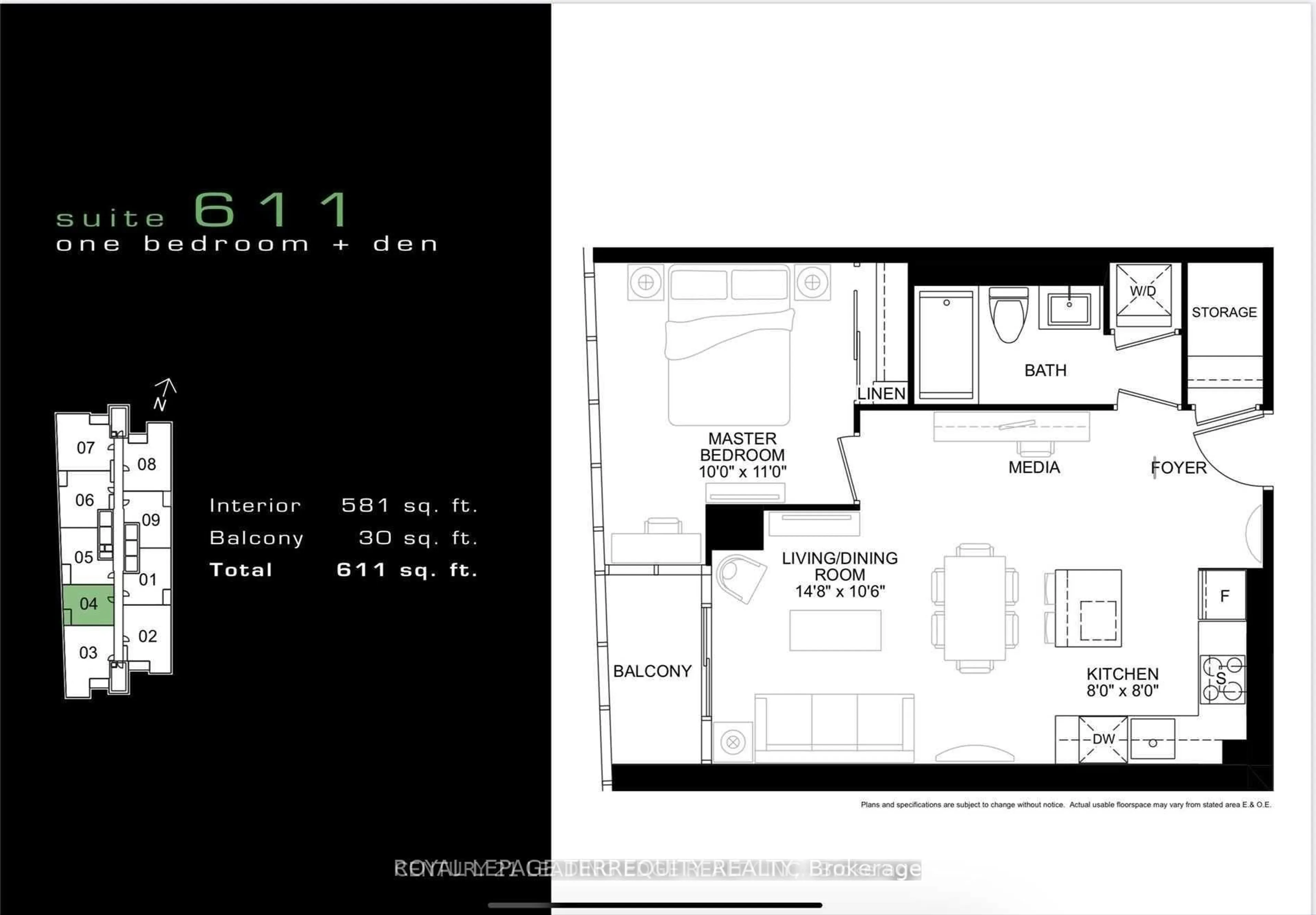 Floor plan for 9 Bogert Ave #704, Toronto Ontario M2N 0H3