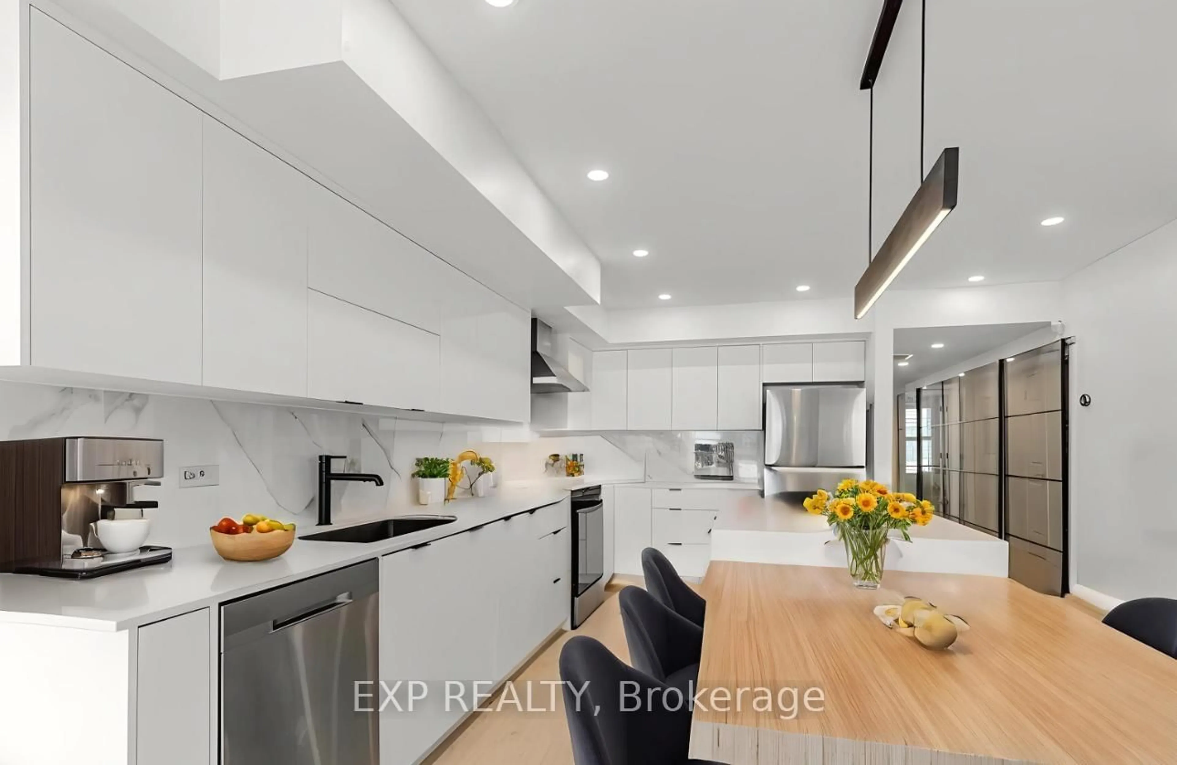 Contemporary kitchen, ceramic/tile floor for 120 Aerodrome Cres #301, Toronto Ontario M4G 4J2