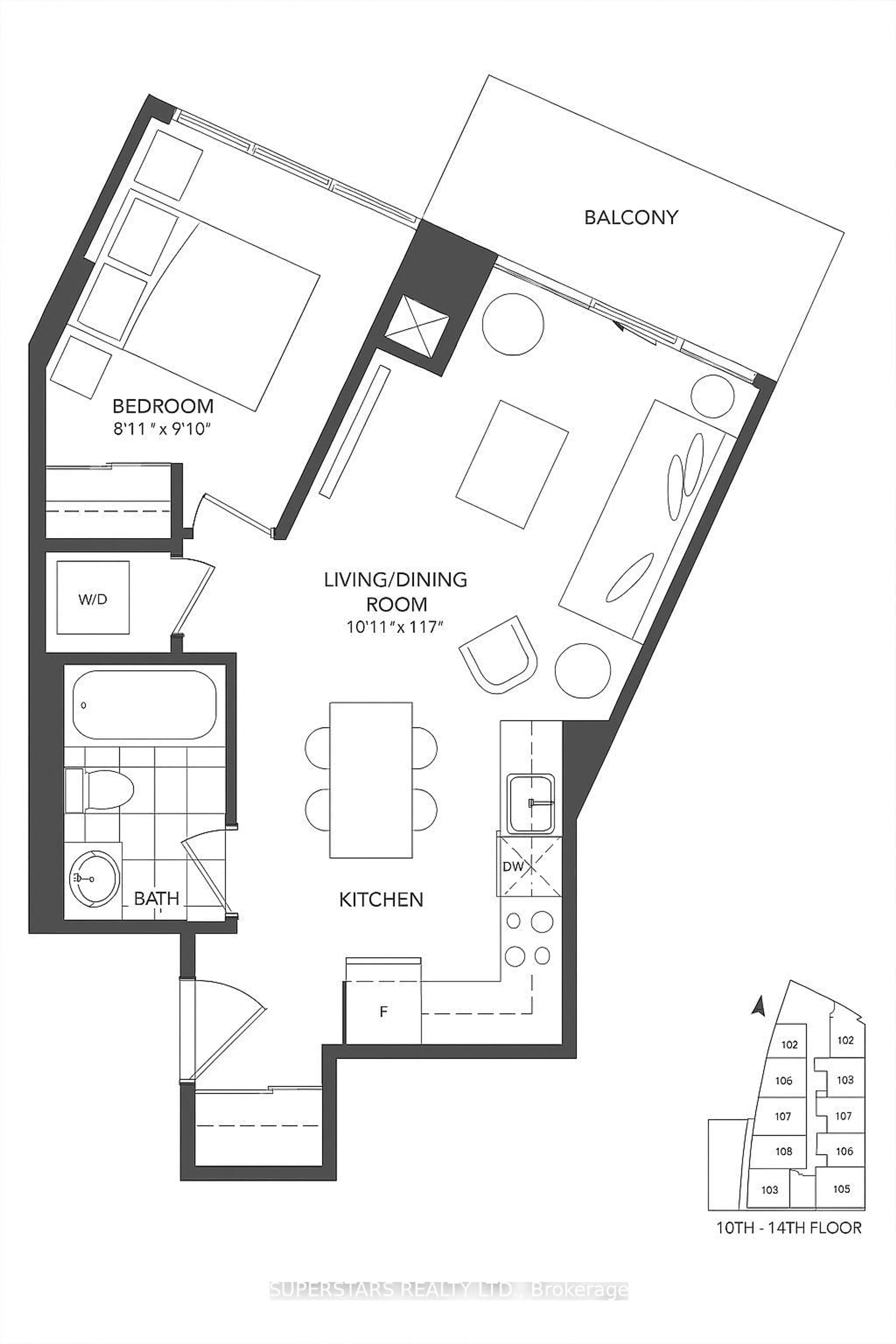 Floor plan for 60 Berwick Ave #1409, Toronto Ontario M5P 0A3