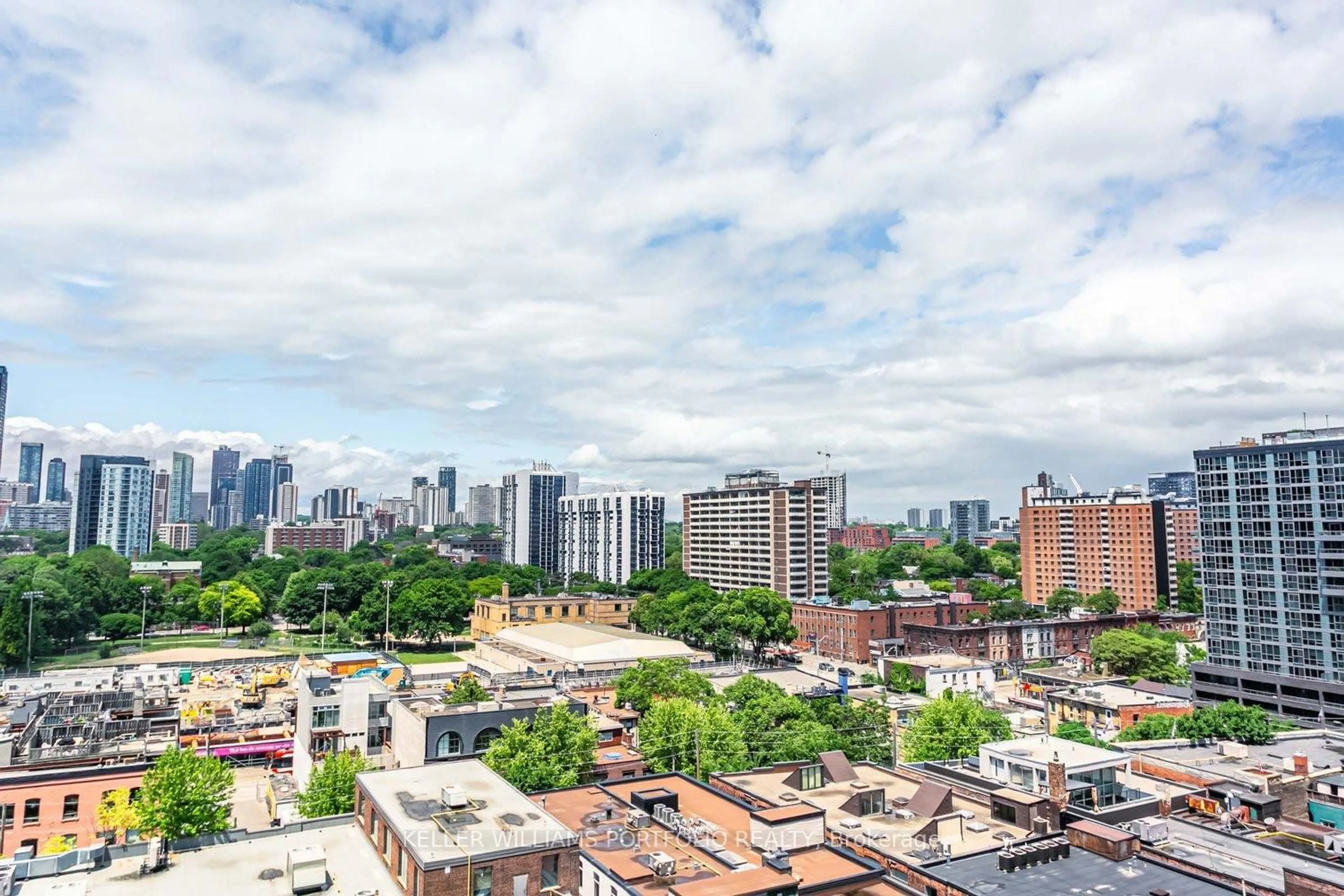 A pic from outside/outdoor area/front of a property/back of a property/a pic from drone, city buildings view from balcony for 255 Richmond St #1205, Toronto Ontario M5A 4T7