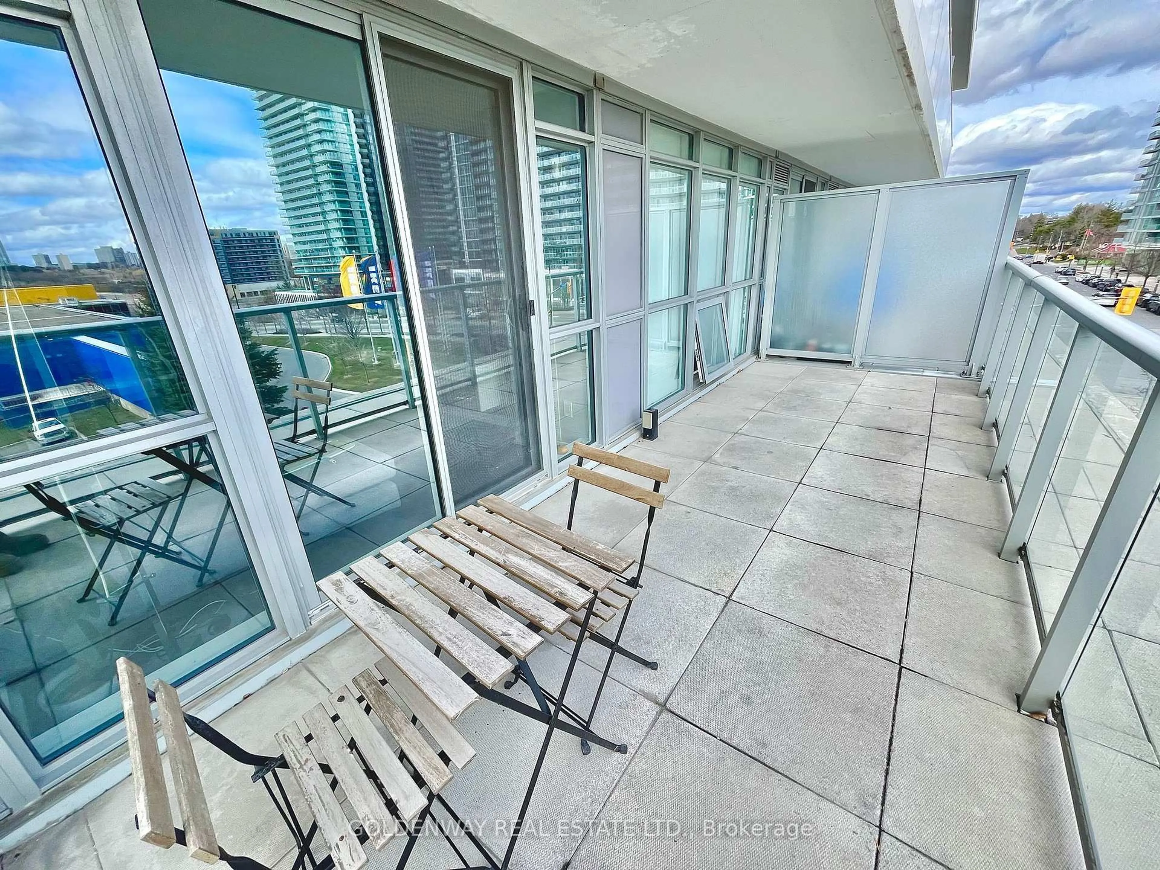 Balcony in the apartment, city buildings view from balcony for 121 Mcmahon Dr #303, Toronto Ontario M2K 0C2