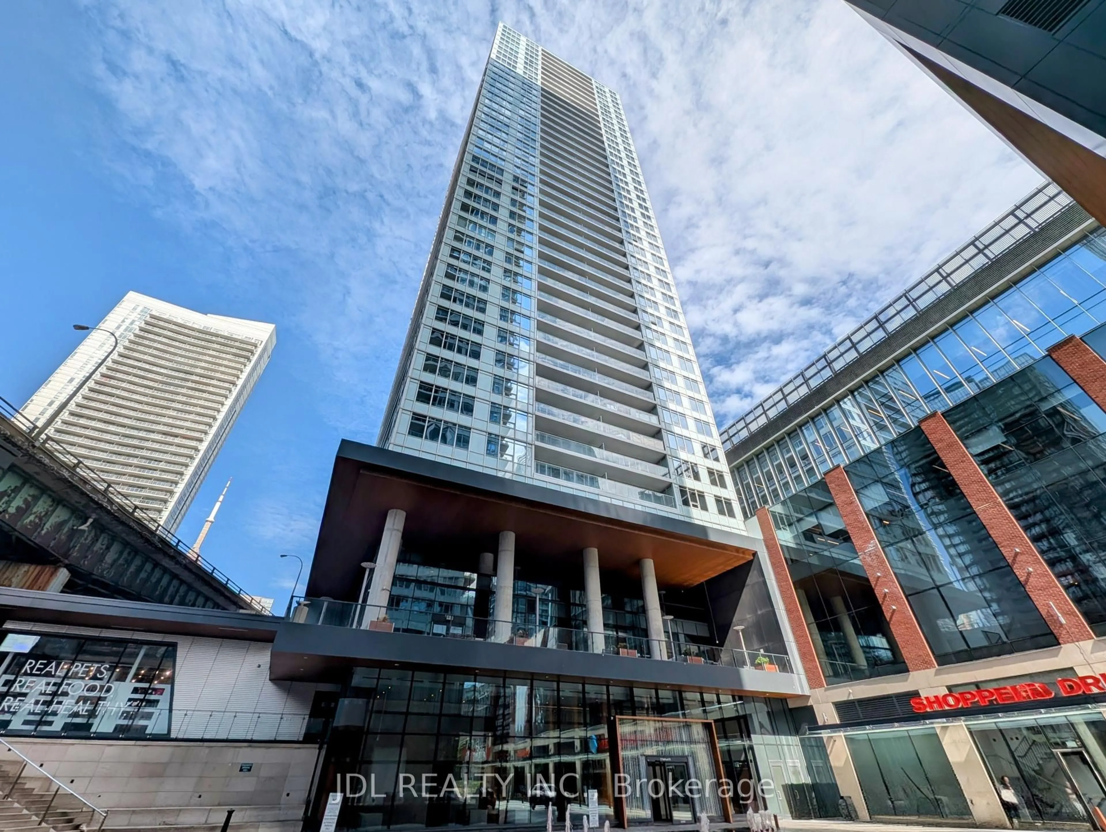 A pic from outside/outdoor area/front of a property/back of a property/a pic from drone, city buildings view from balcony for 17 Bathurst St #1908, Toronto Ontario M6A 2E1