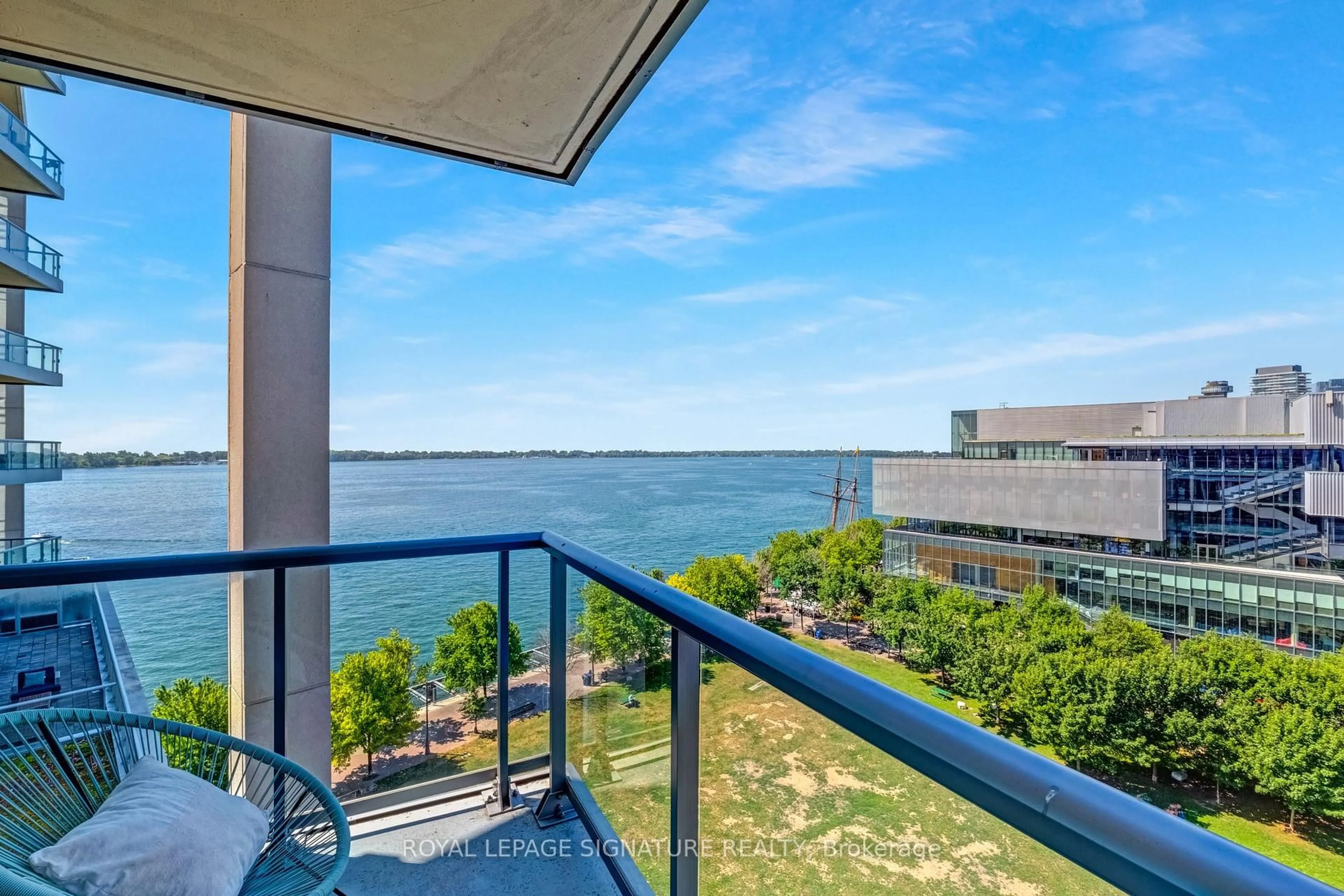 Balcony in the apartment, water/lake/river/ocean view for 15 Merchants' Wharf #931, Toronto Ontario M5A 0N8