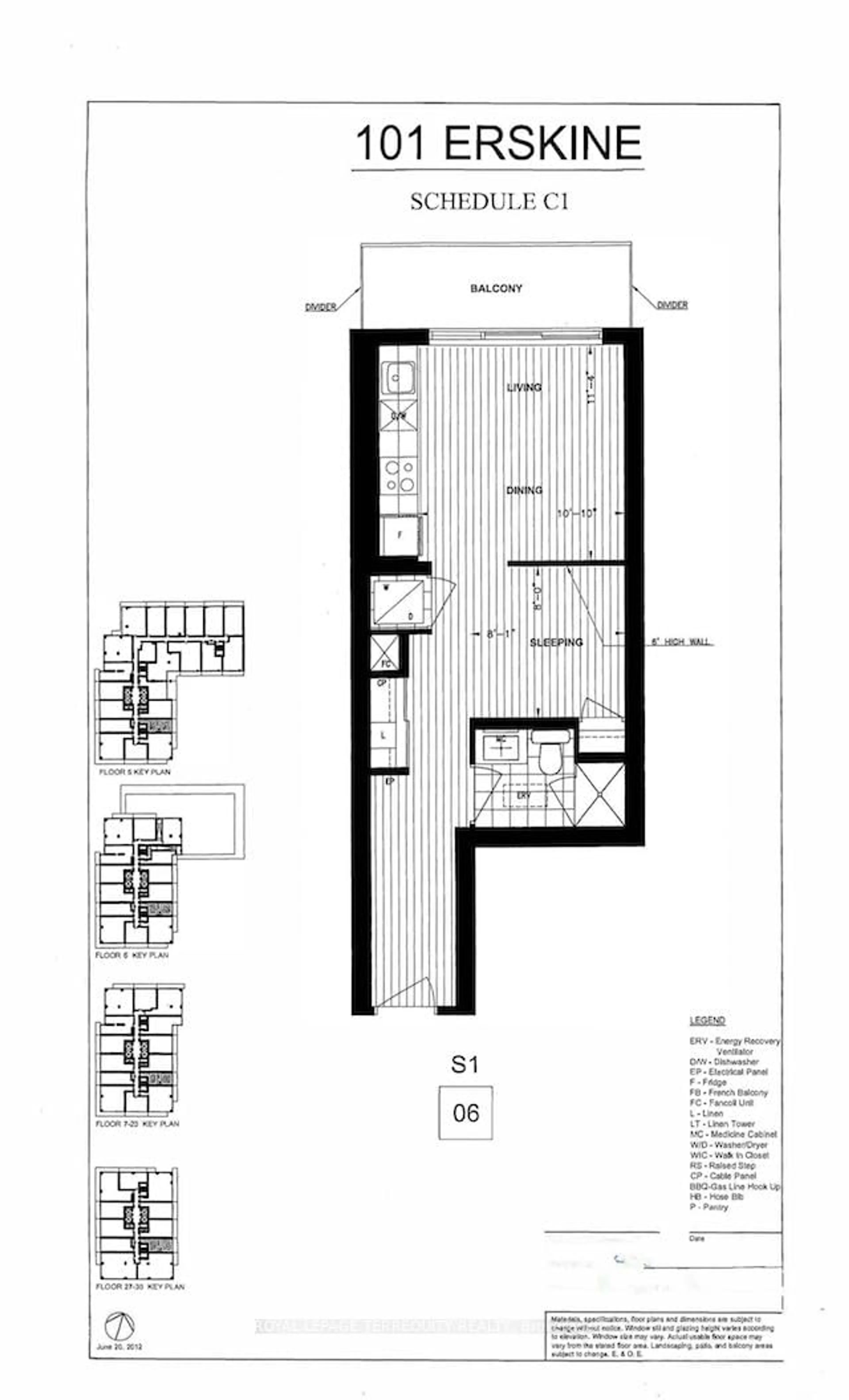 Floor plan for 101 Erskine Ave #1006, Toronto Ontario M4P 1Y5