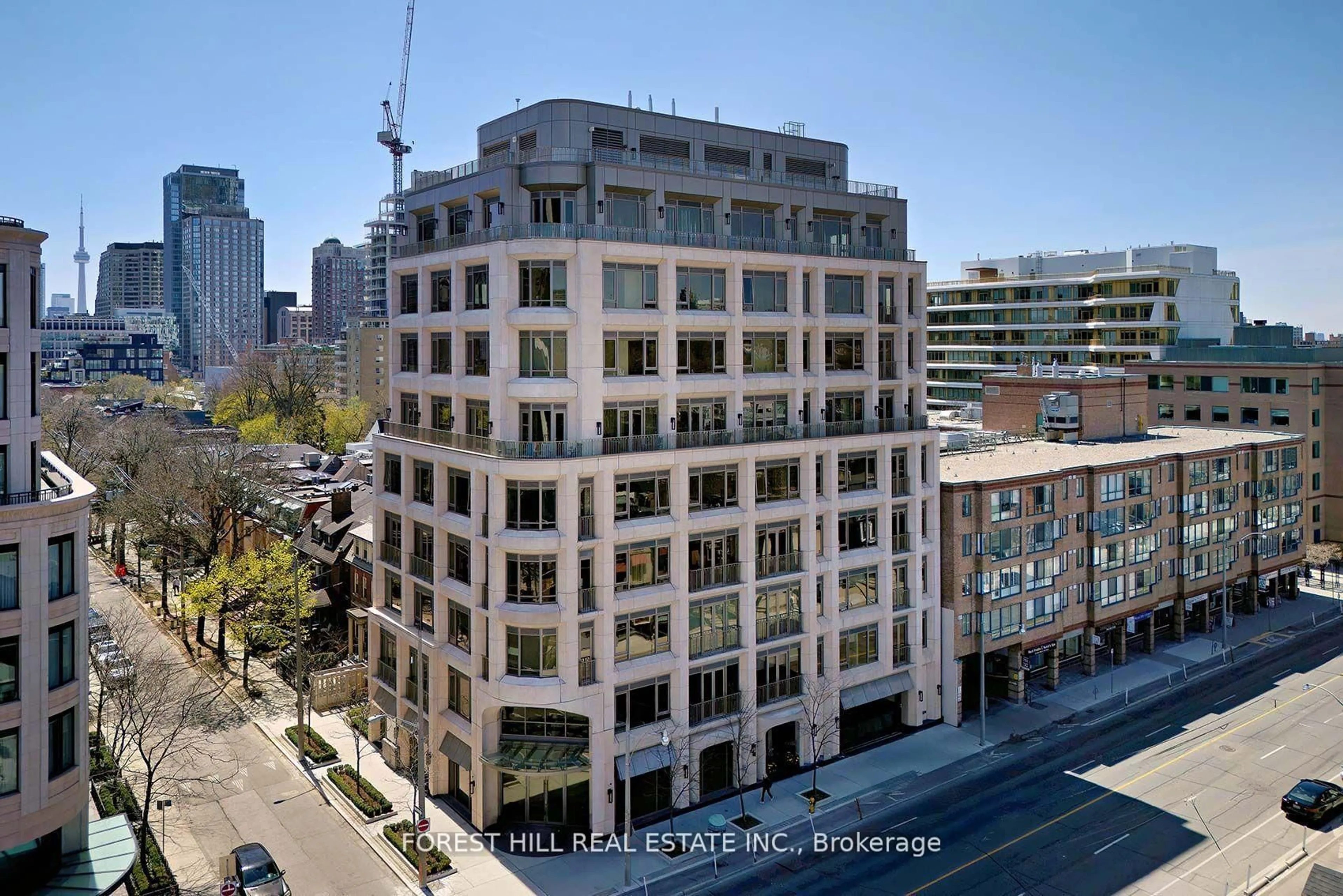 A pic from outside/outdoor area/front of a property/back of a property/a pic from drone, city buildings view from balcony for 128 Hazelton Ave #401, Toronto Ontario M5R 2E5