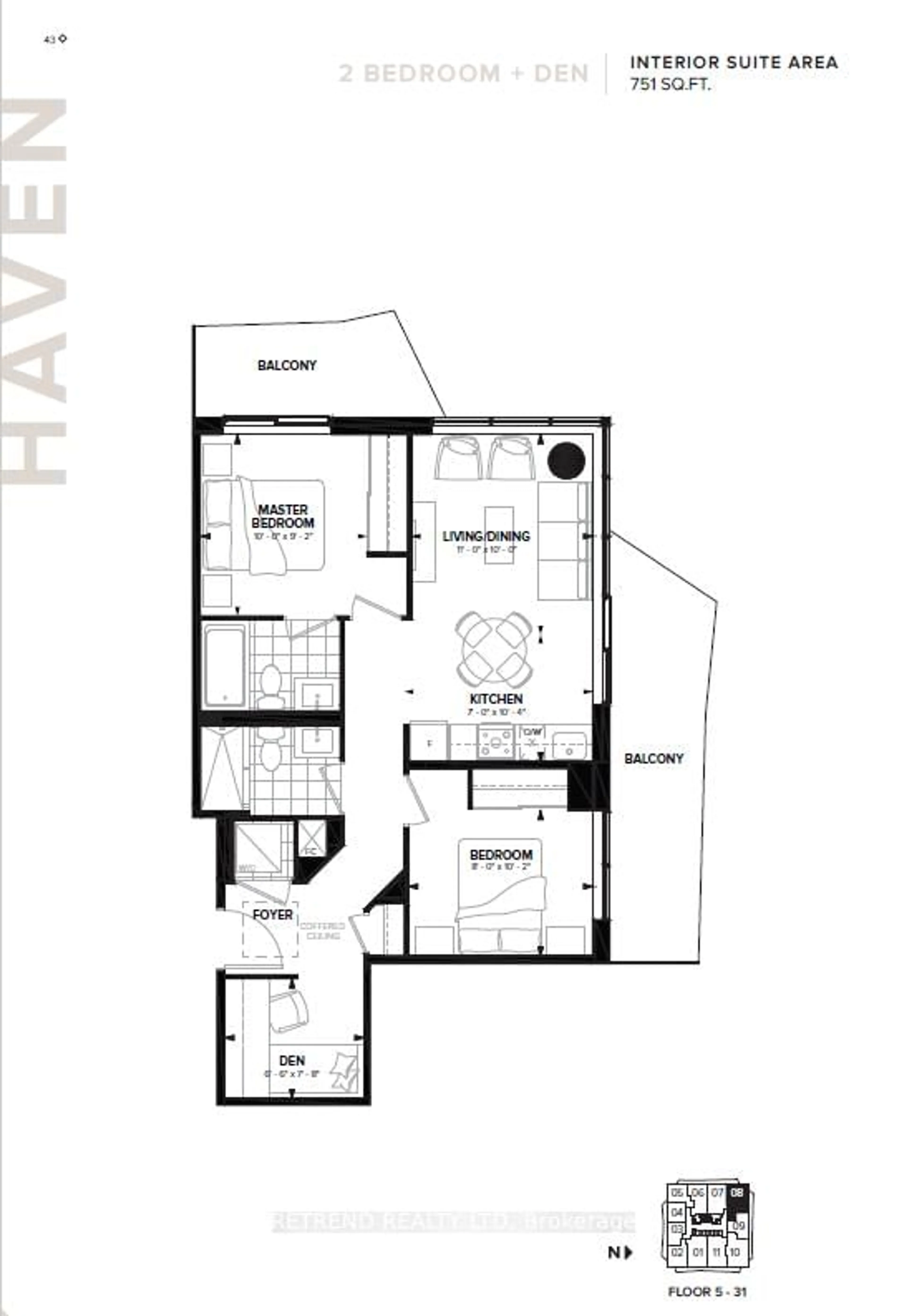 Floor plan for 15 Ellerslie Ave #1708, Toronto Ontario M2N 0L7