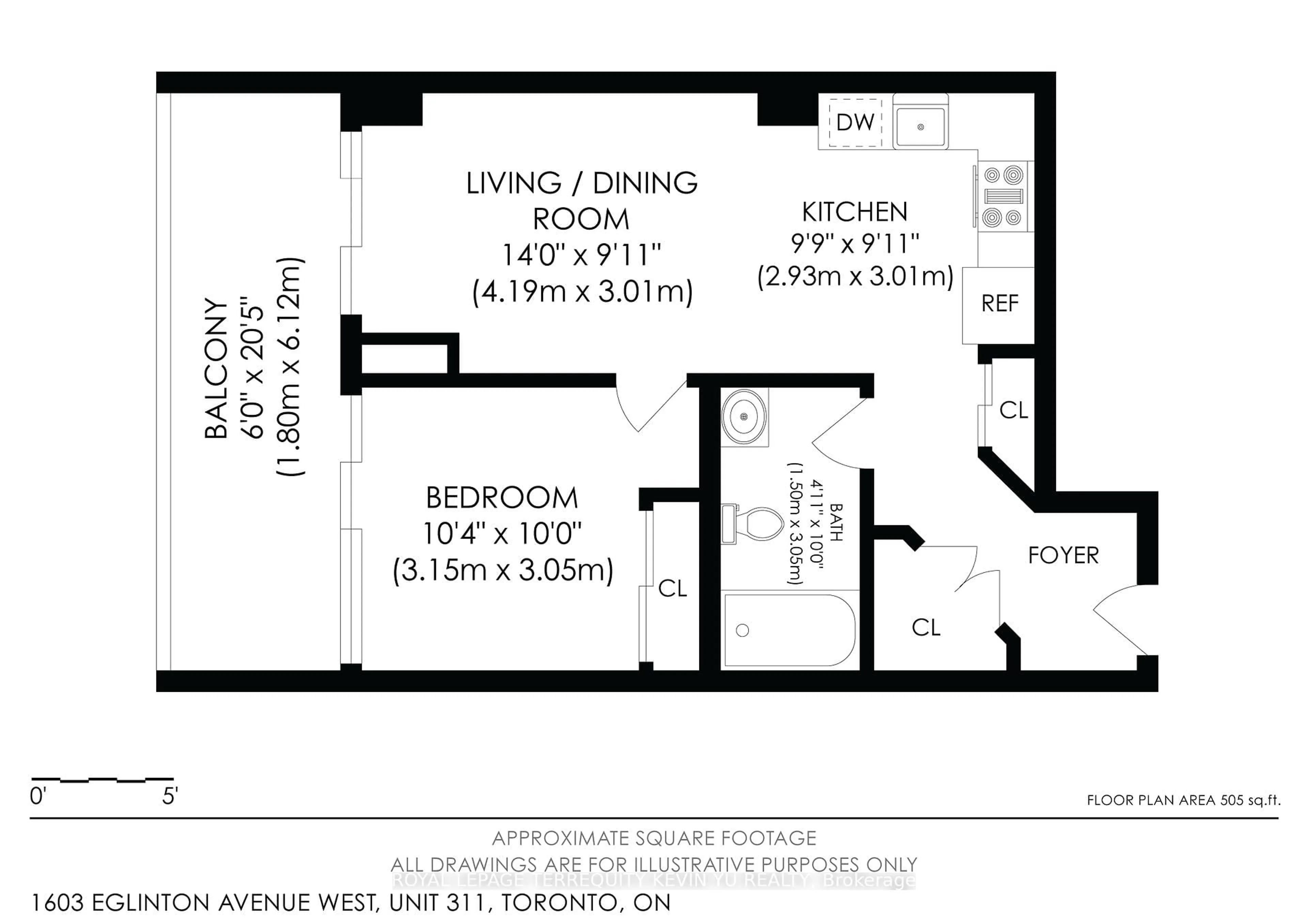 Floor plan for 1603 Eglinton Ave #311, Toronto Ontario M6E 0A1