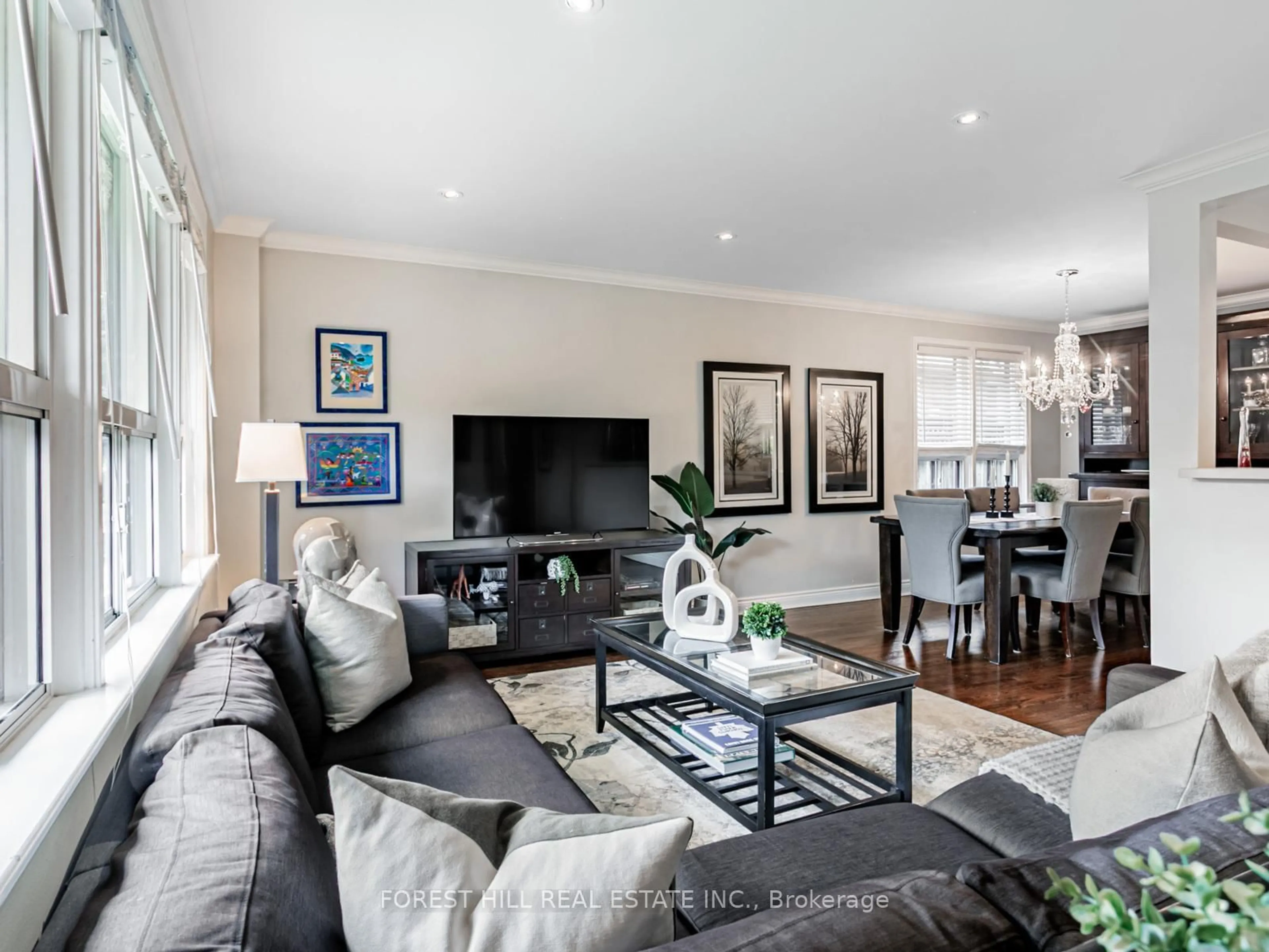 Living room with furniture, wood/laminate floor for 74 Alexis Blvd, Toronto Ontario M3H 2P7