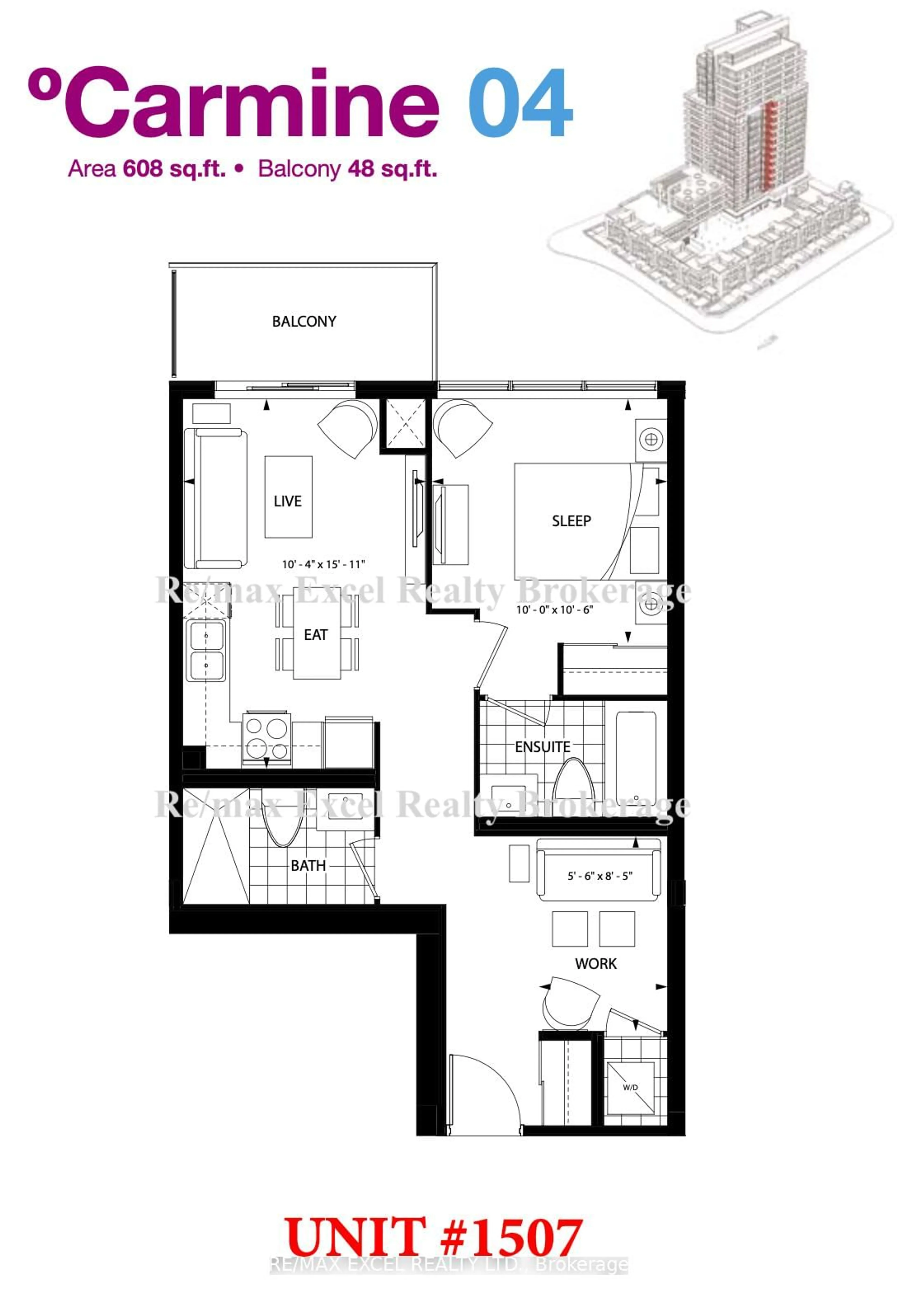 Floor plan for 68 Canterbury Pl #1507, Toronto Ontario M2N 0H8