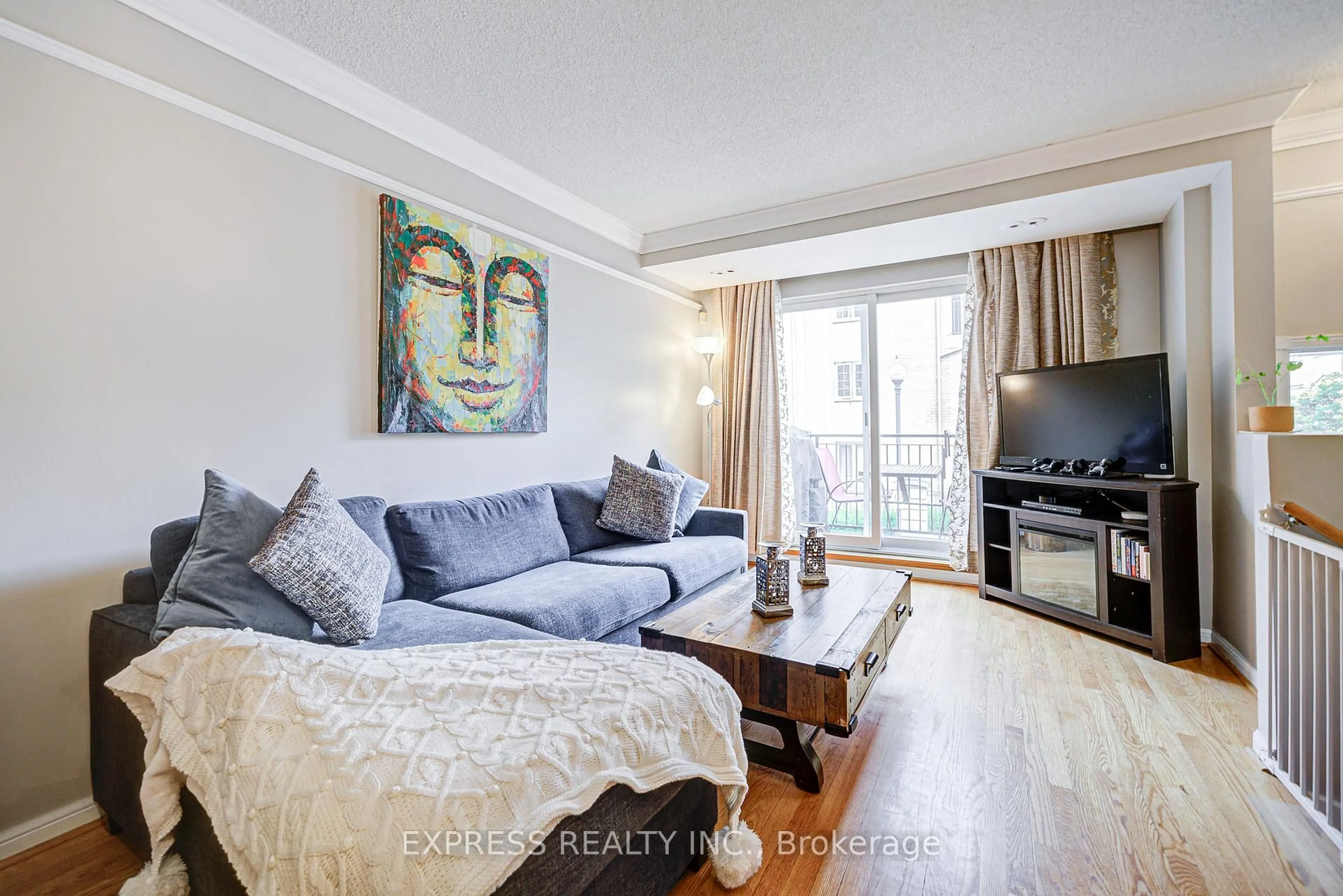 Living room with furniture, wood/laminate floor for 28 Sommerset Way #1209, Toronto Ontario M2N 6W7