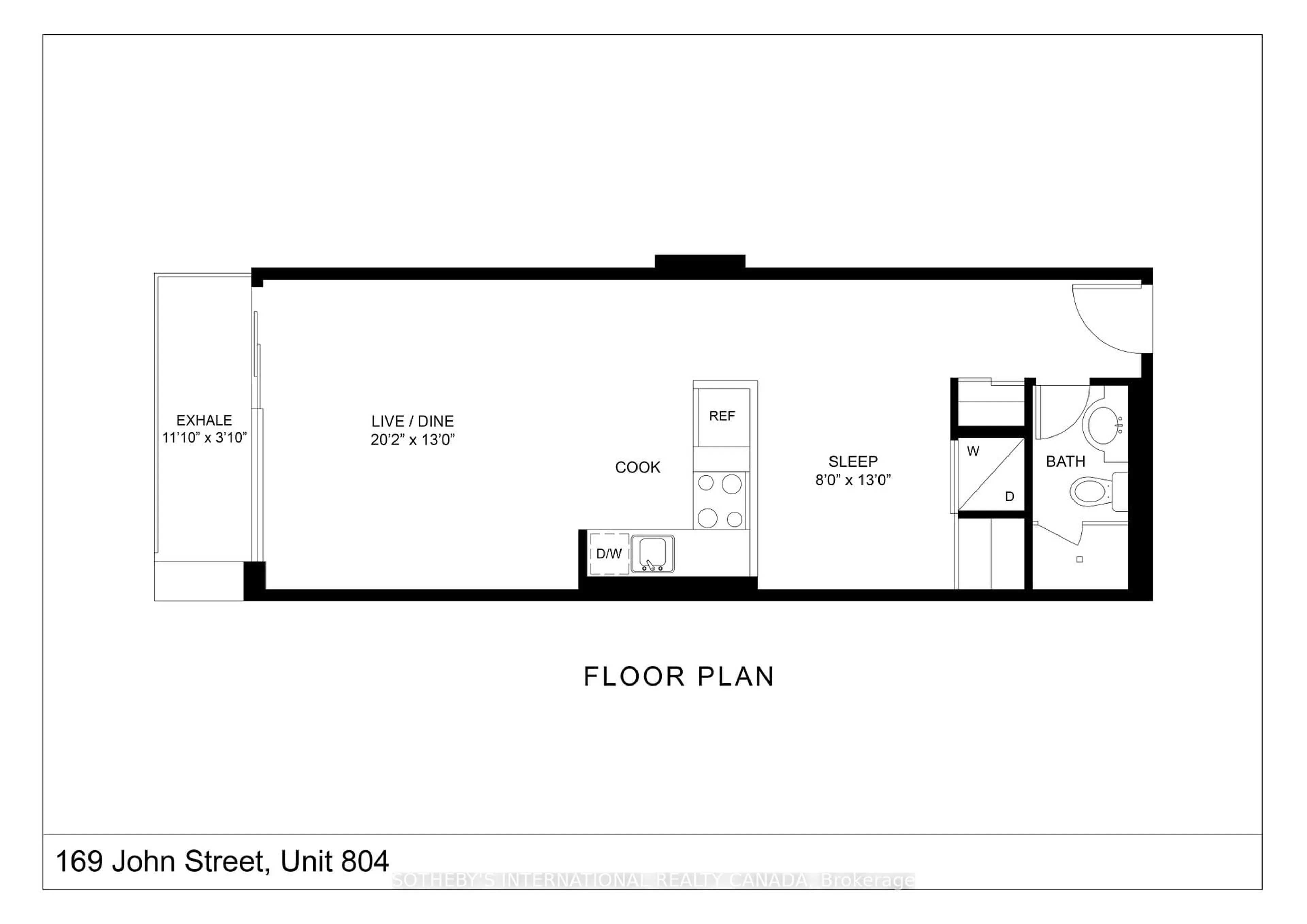 Floor plan for 169 John St #804, Toronto Ontario M5T 1X3