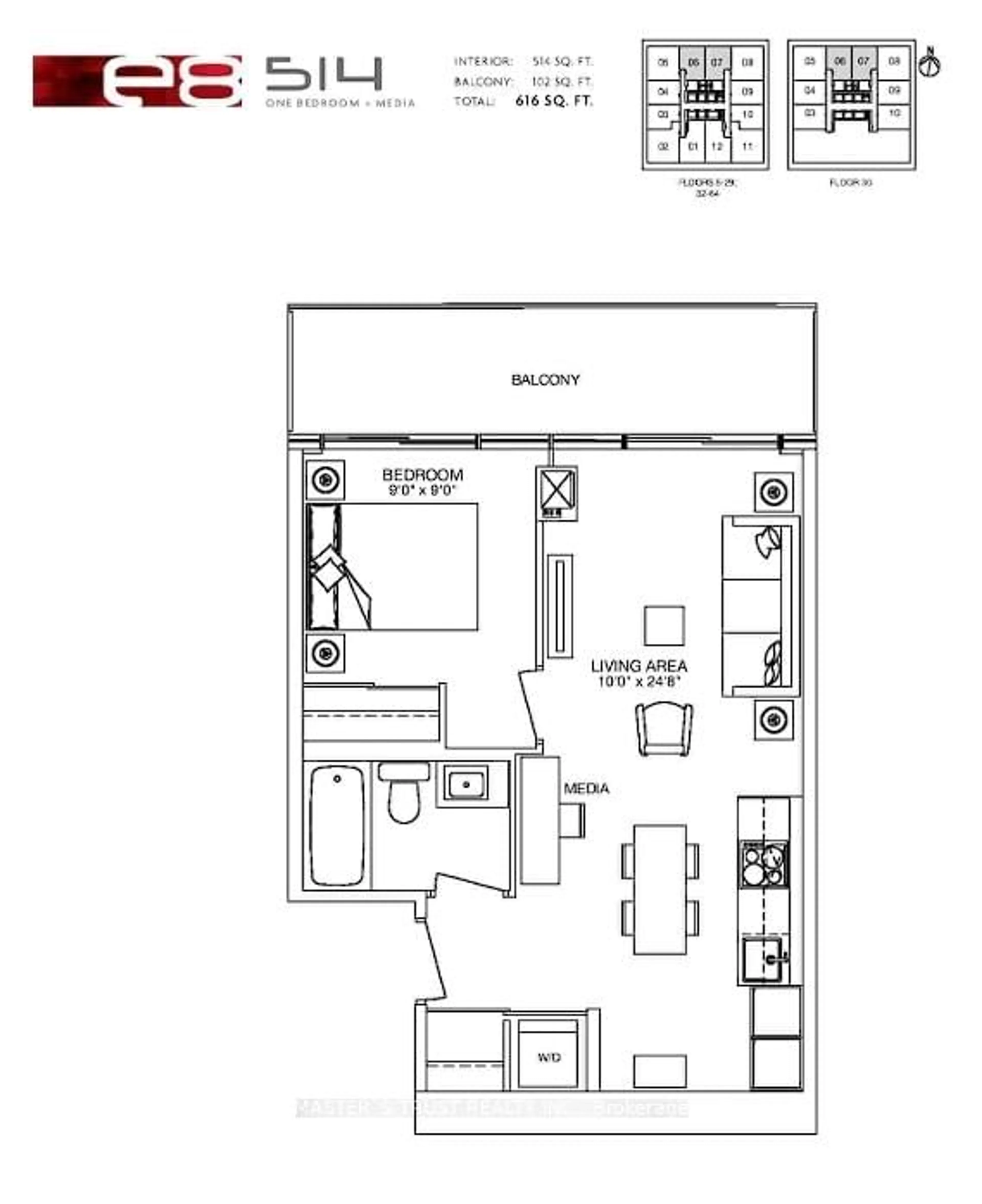 Floor plan for 8 Eglinton Ave #5007, Toronto Ontario M4P 0C1
