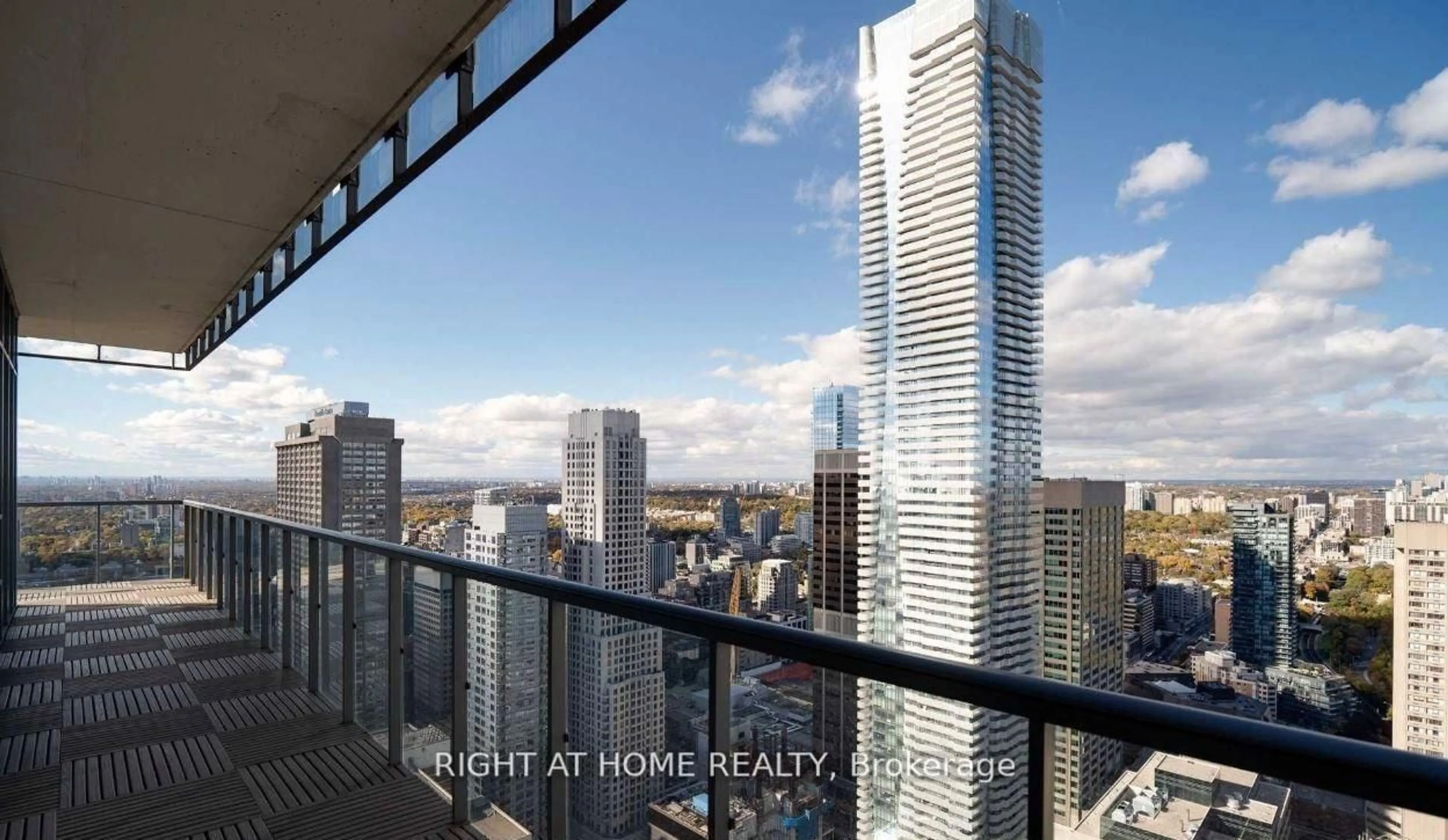 Balcony in the apartment, city buildings view from balcony for 33 Charles St #4504, Toronto Ontario M4Y 0A2