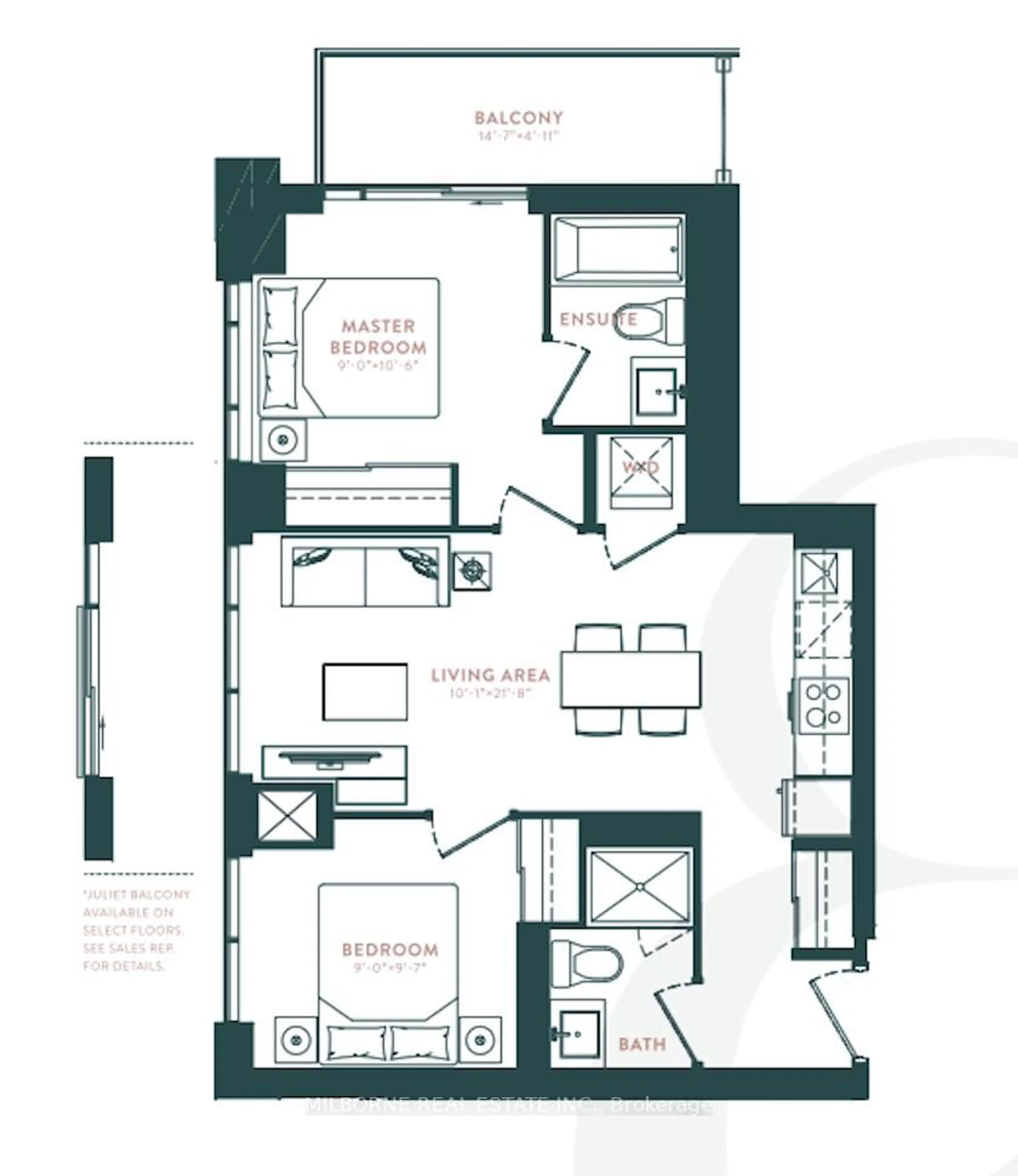Floor plan for 5 Defries St #3708, Toronto Ontario M5A 0W7