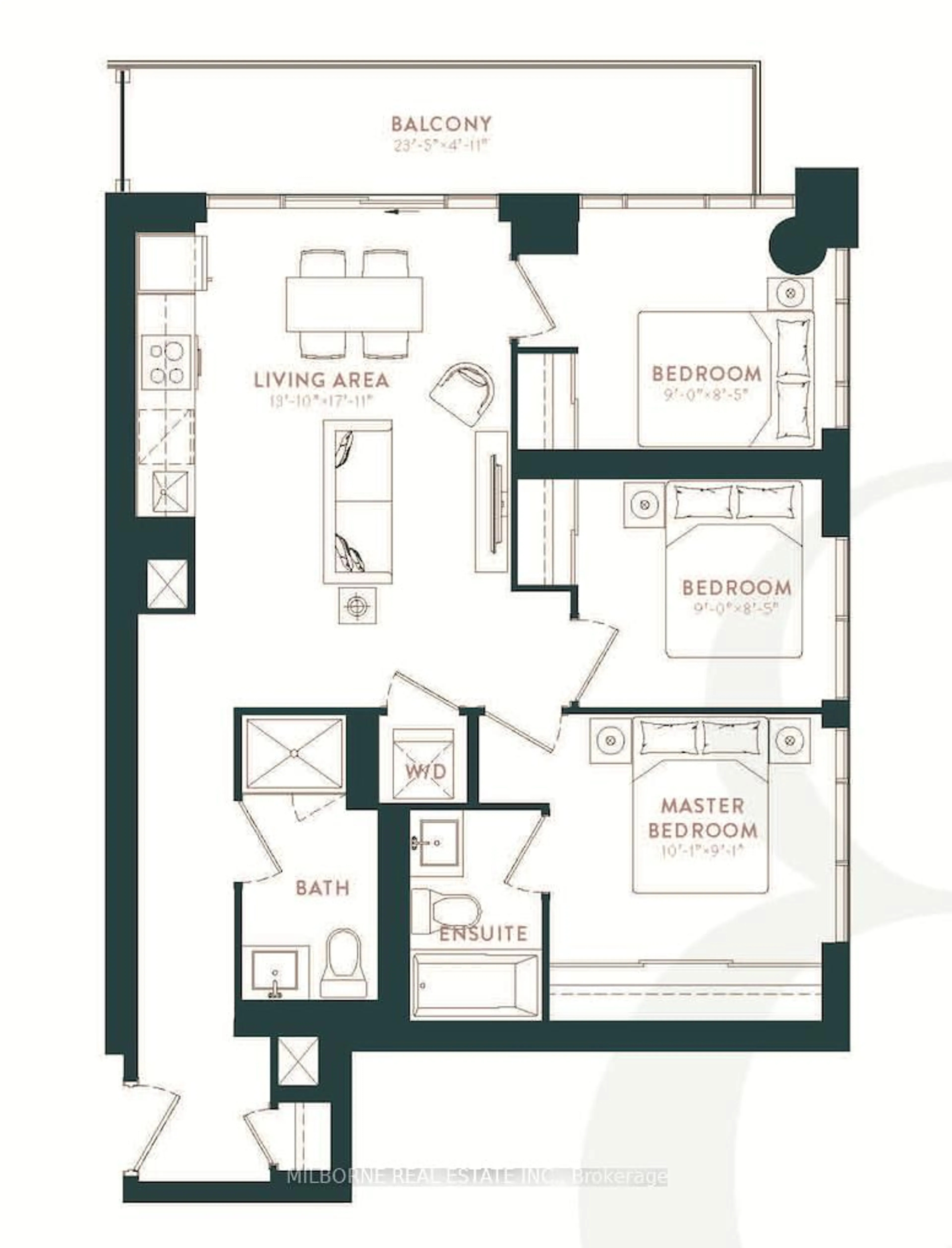 Floor plan for 5 Defries St #1905, Toronto Ontario M5A 0W7