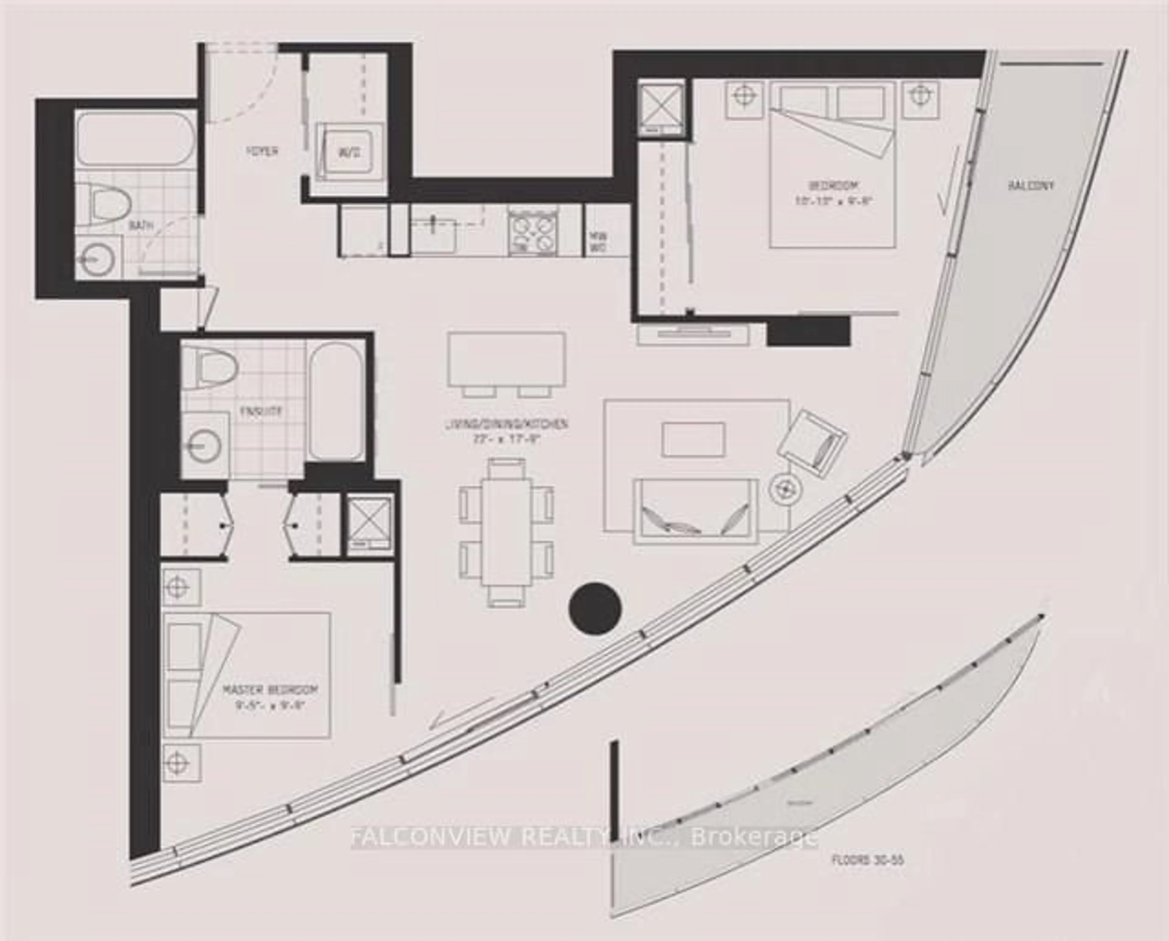 Floor plan for 12 York St #4902, Toronto Ontario M5J 0A9