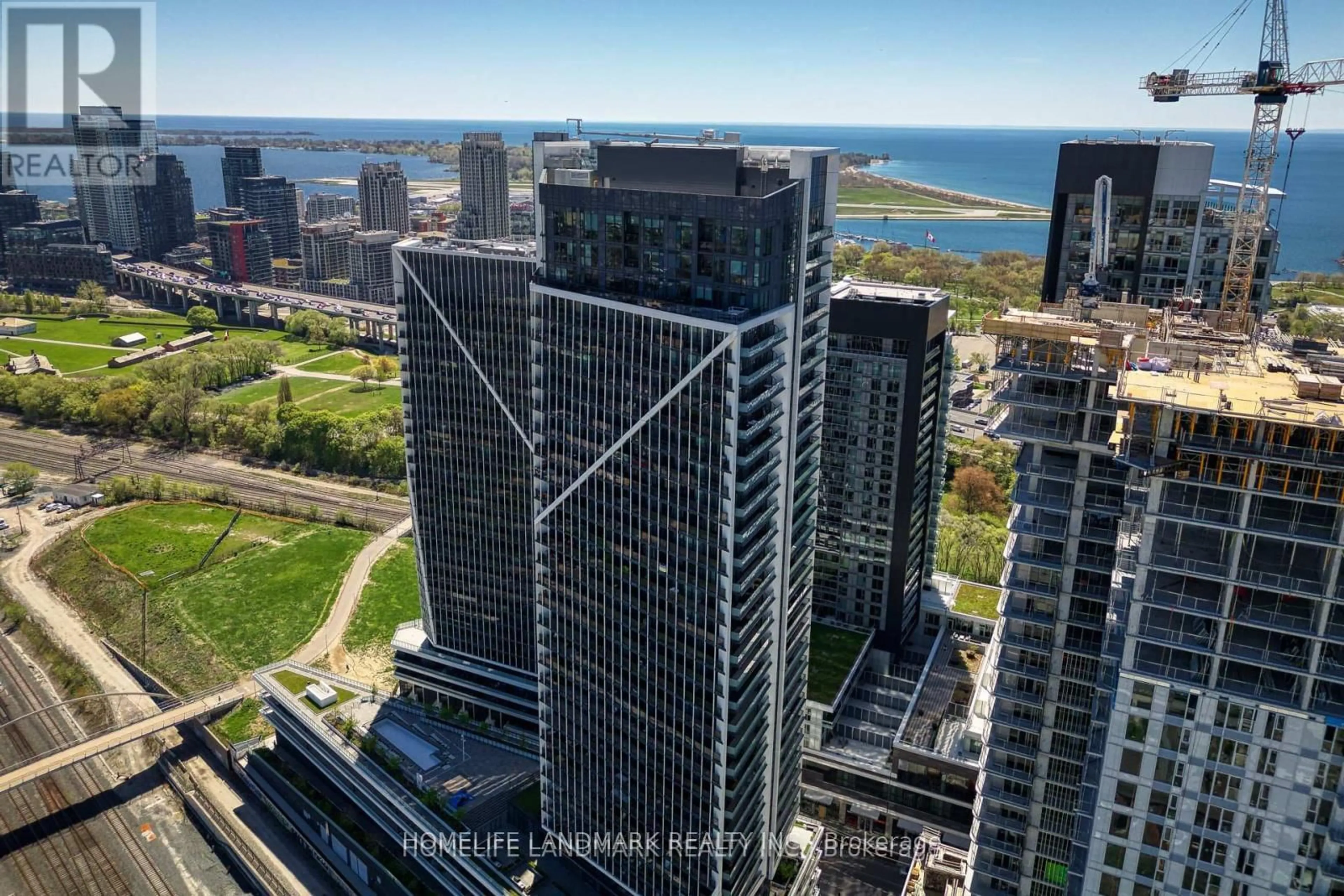 A pic from outside/outdoor area/front of a property/back of a property/a pic from drone, city buildings view from balcony for 50 Ordnance St #2209, Toronto Ontario M6K 0C8