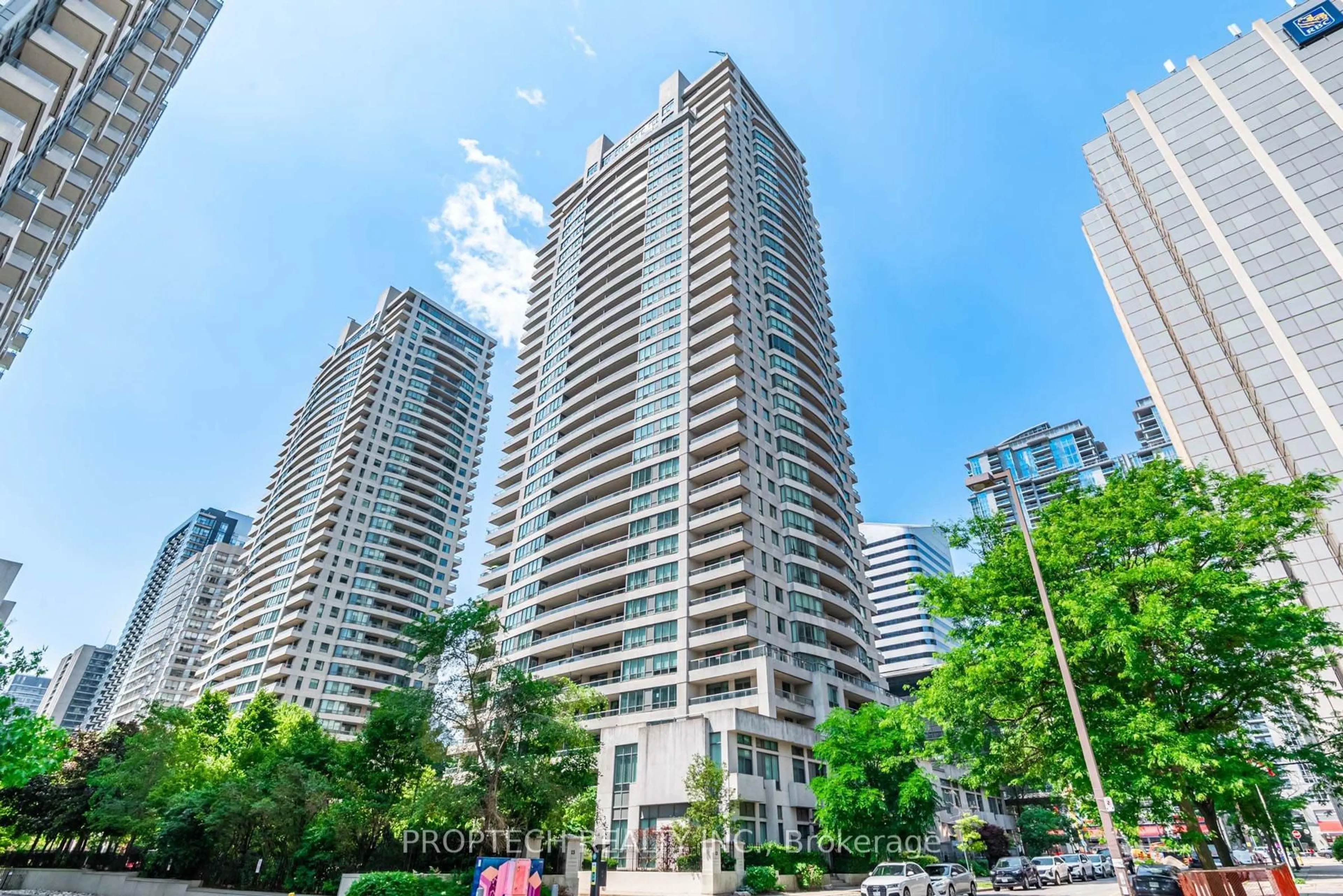 Patio, city buildings view from balcony for 23 Hollywood Ave #2811, Toronto Ontario M2N 7L8