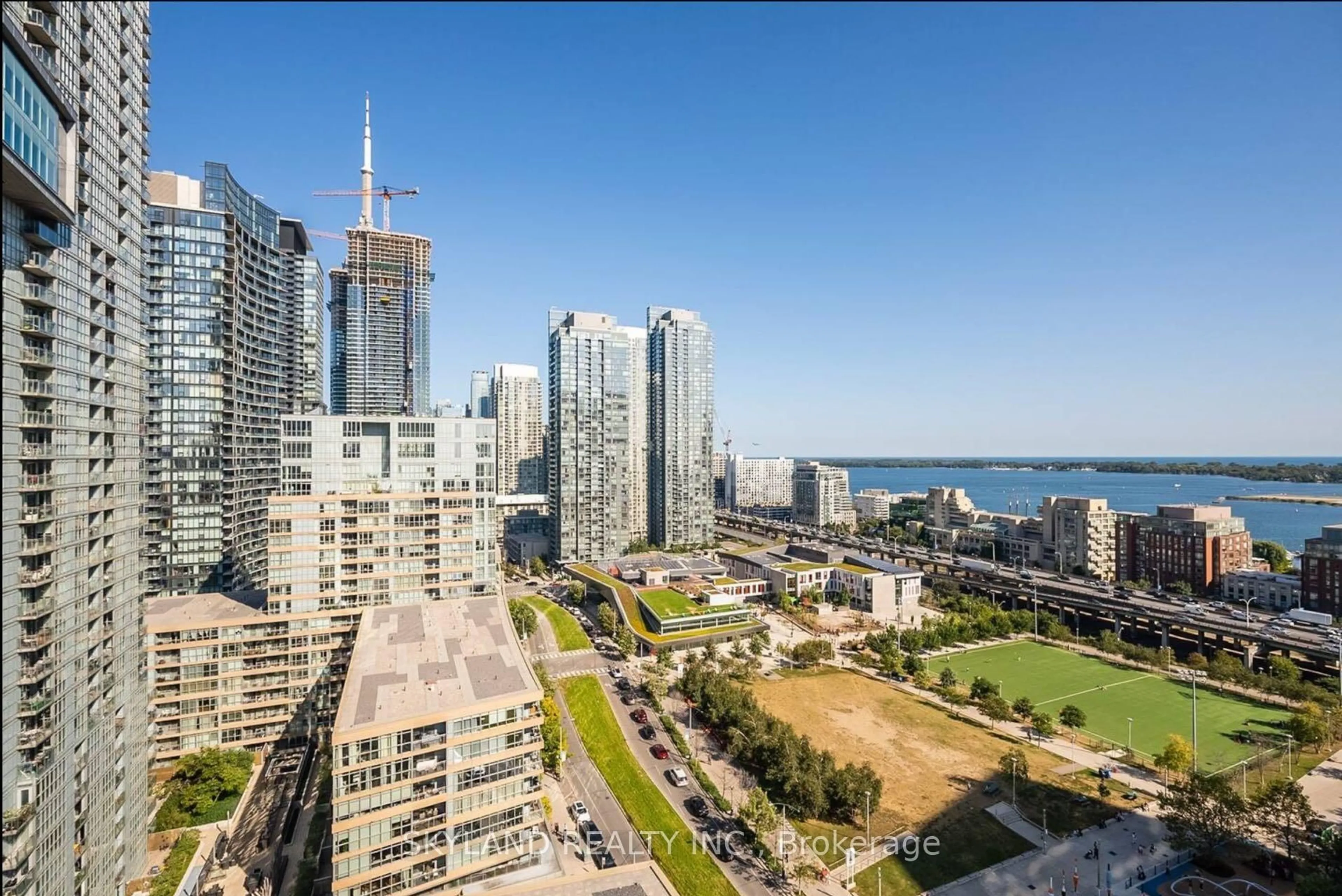 A pic from outside/outdoor area/front of a property/back of a property/a pic from drone, city buildings view from balcony for 151 Dan Leckie Way #2209, Toronto Ontario M5V 4B2