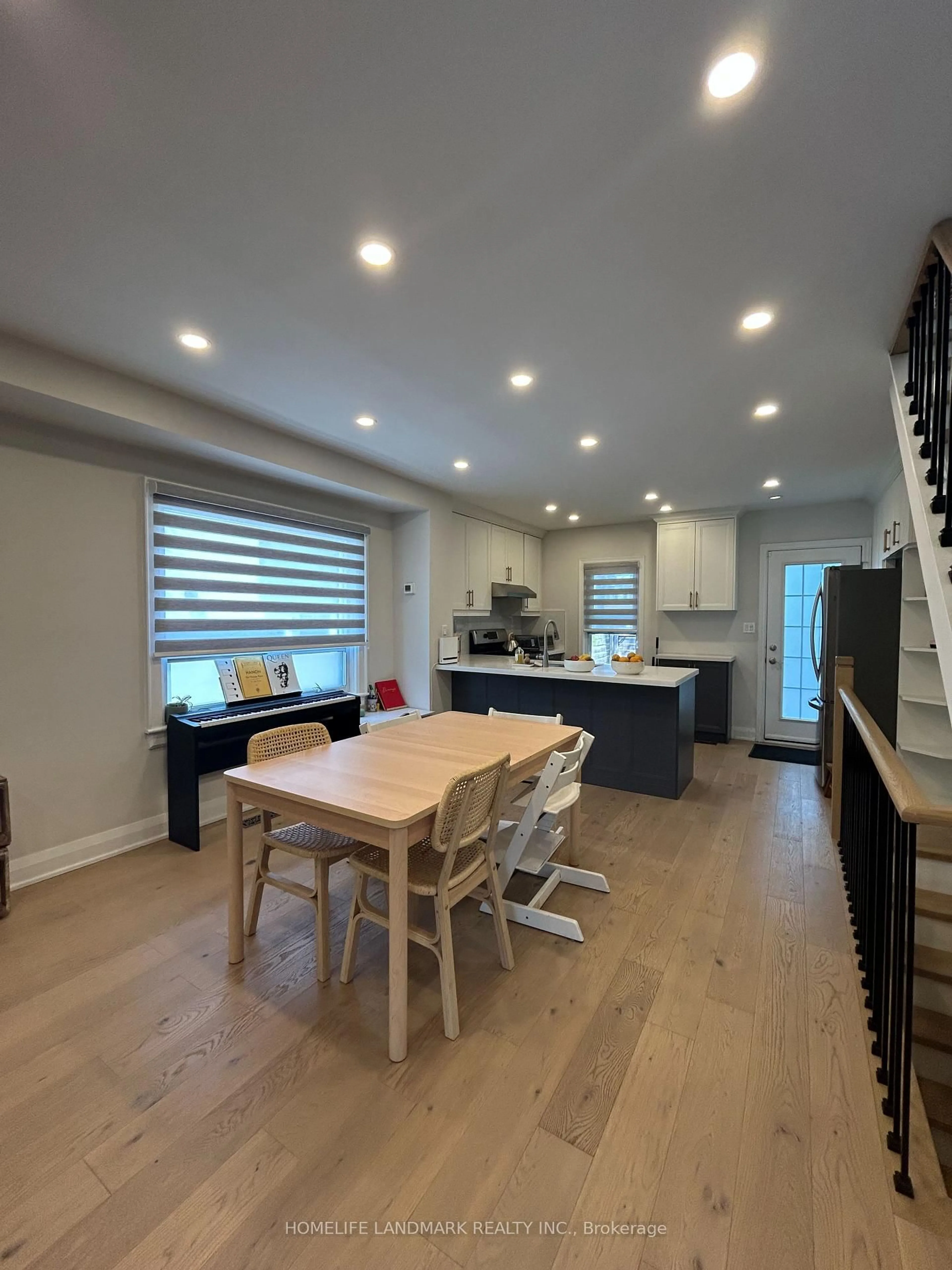 Open concept kitchen, wood/laminate floor for 111 Greer Rd, Toronto Ontario M5M 3N2