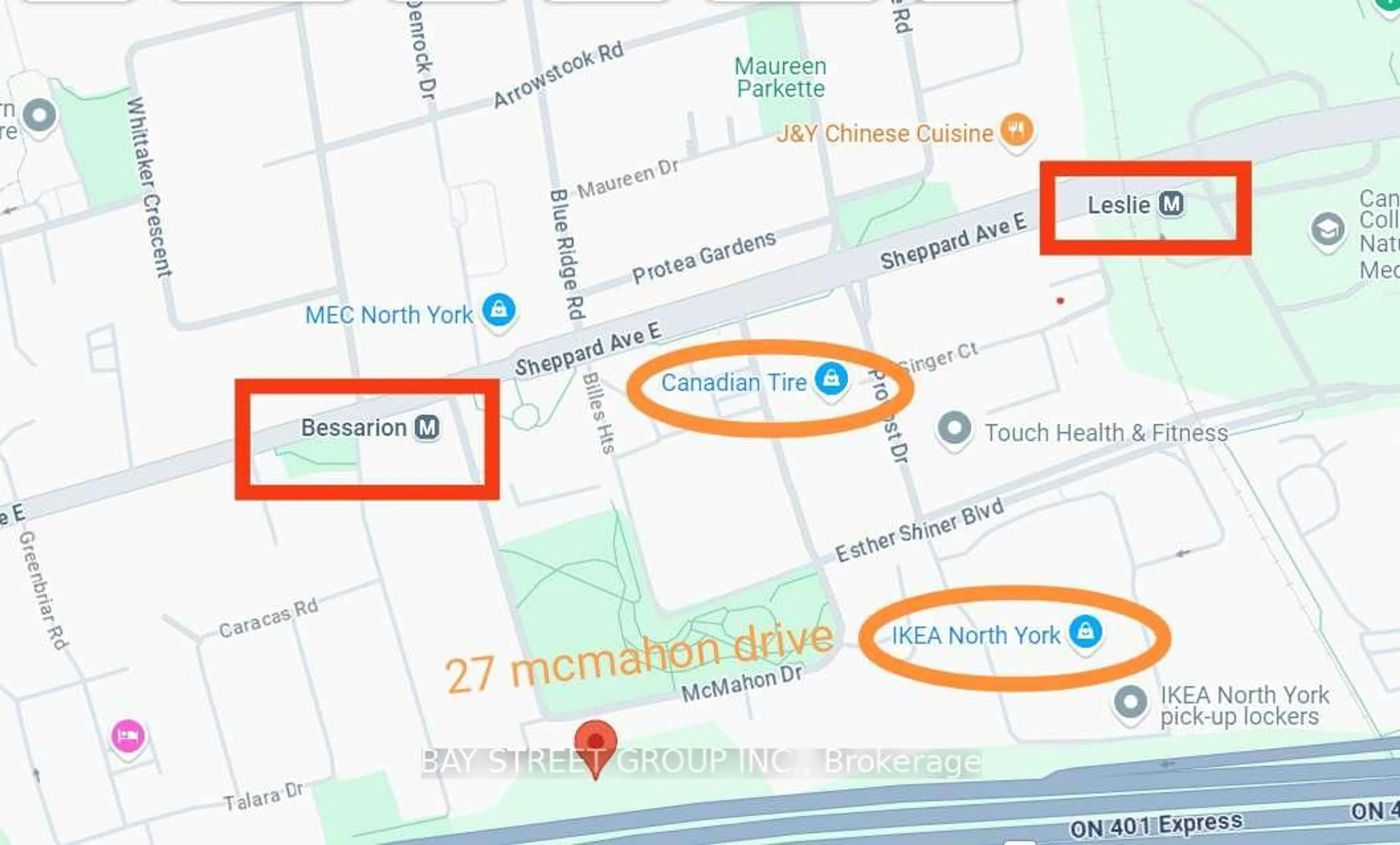Picture of a map for 27 MCMAHON Dr #1512, Toronto Ontario M2K 0J2