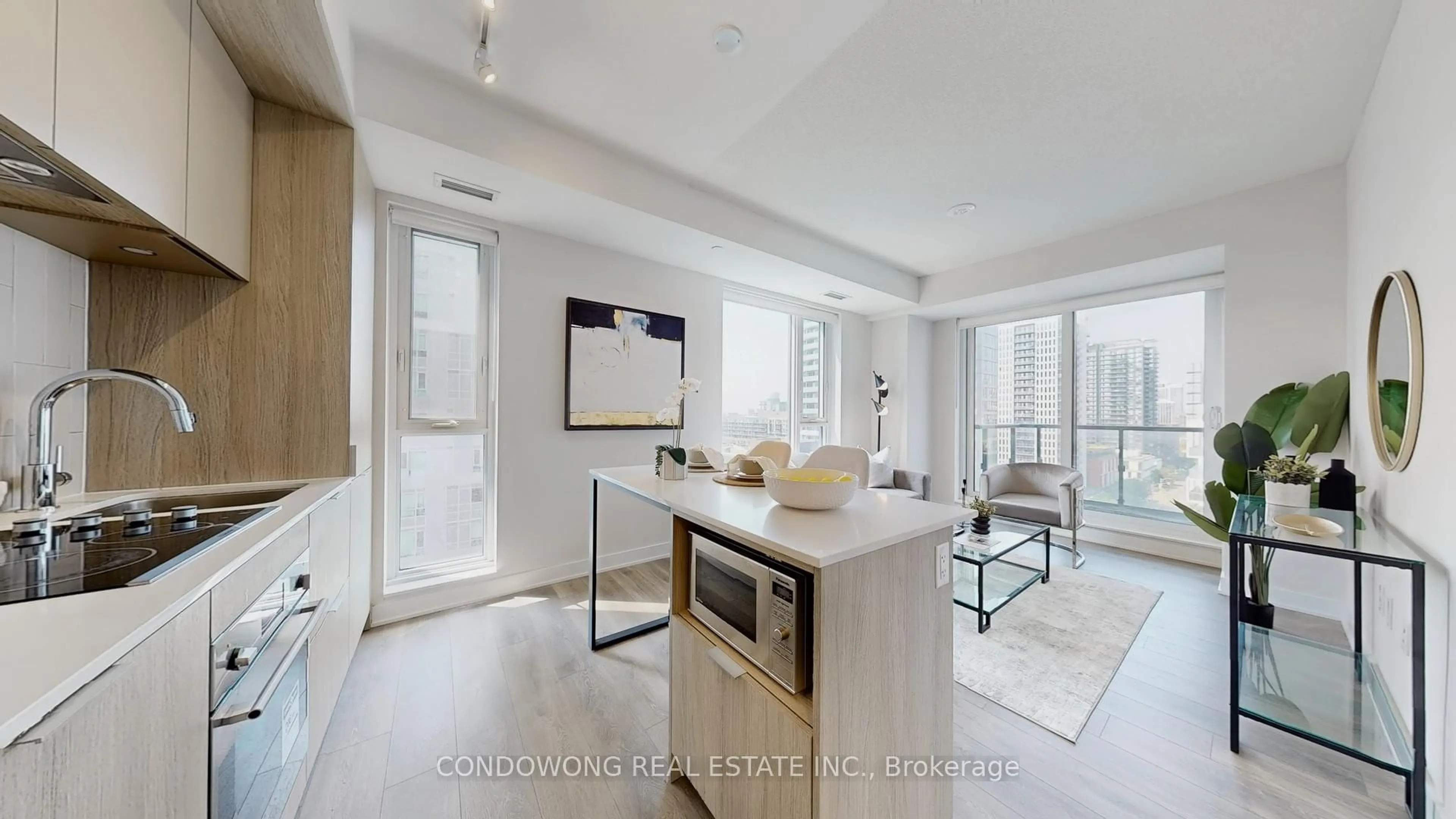 Open concept kitchen, ceramic/tile floor for 130 River St #1203, Toronto Ontario M5A 0R8