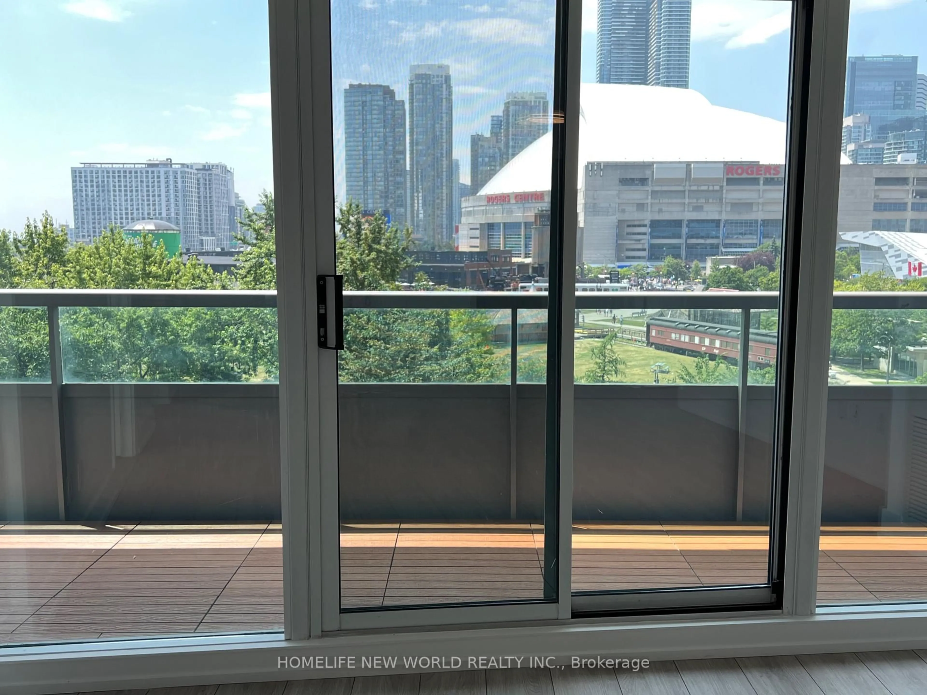 Balcony in the apartment, city buildings view from balcony for 51 Lower Simcoe St #708, Toronto Ontario M5J 3A2