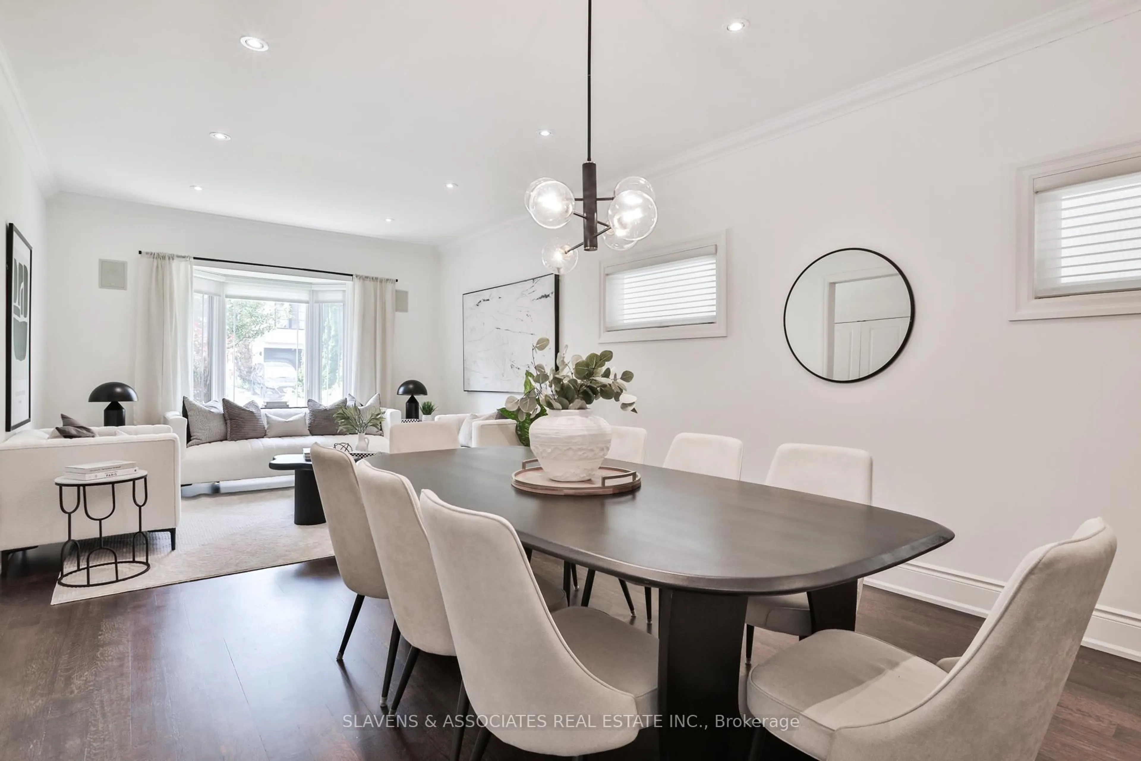 Dining room, wood/laminate floor for 220 Ava Rd, Toronto Ontario M6C 1X1