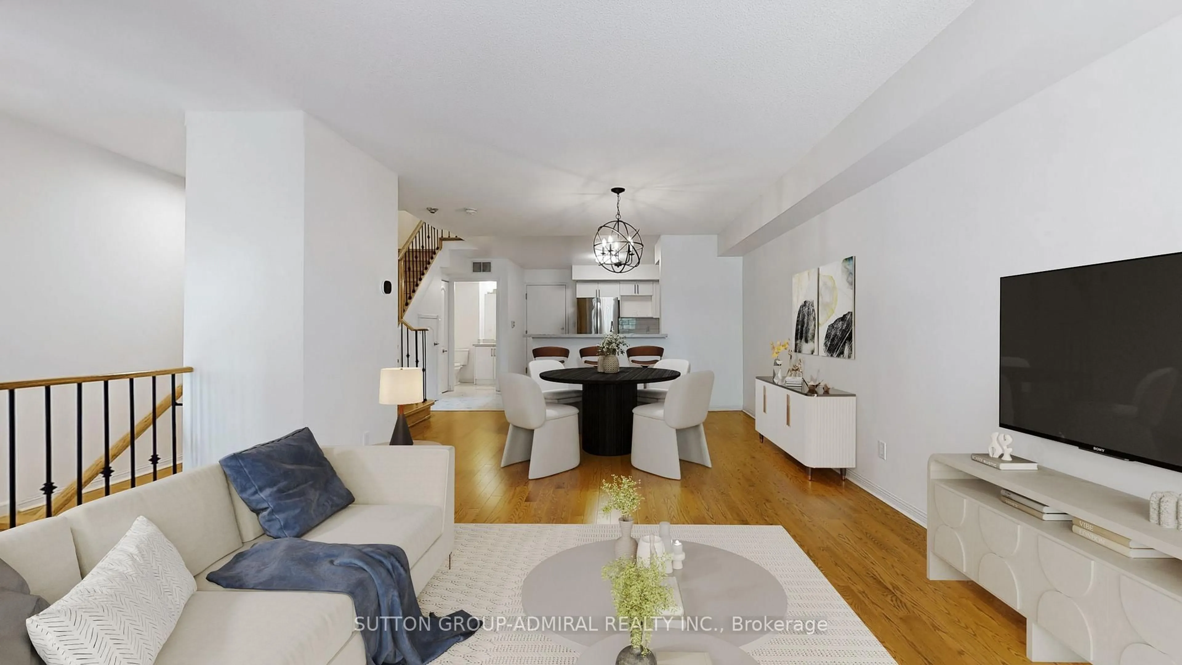 Living room with furniture, wood/laminate floor for 103 Grandview Way, Toronto Ontario M2N 6V2