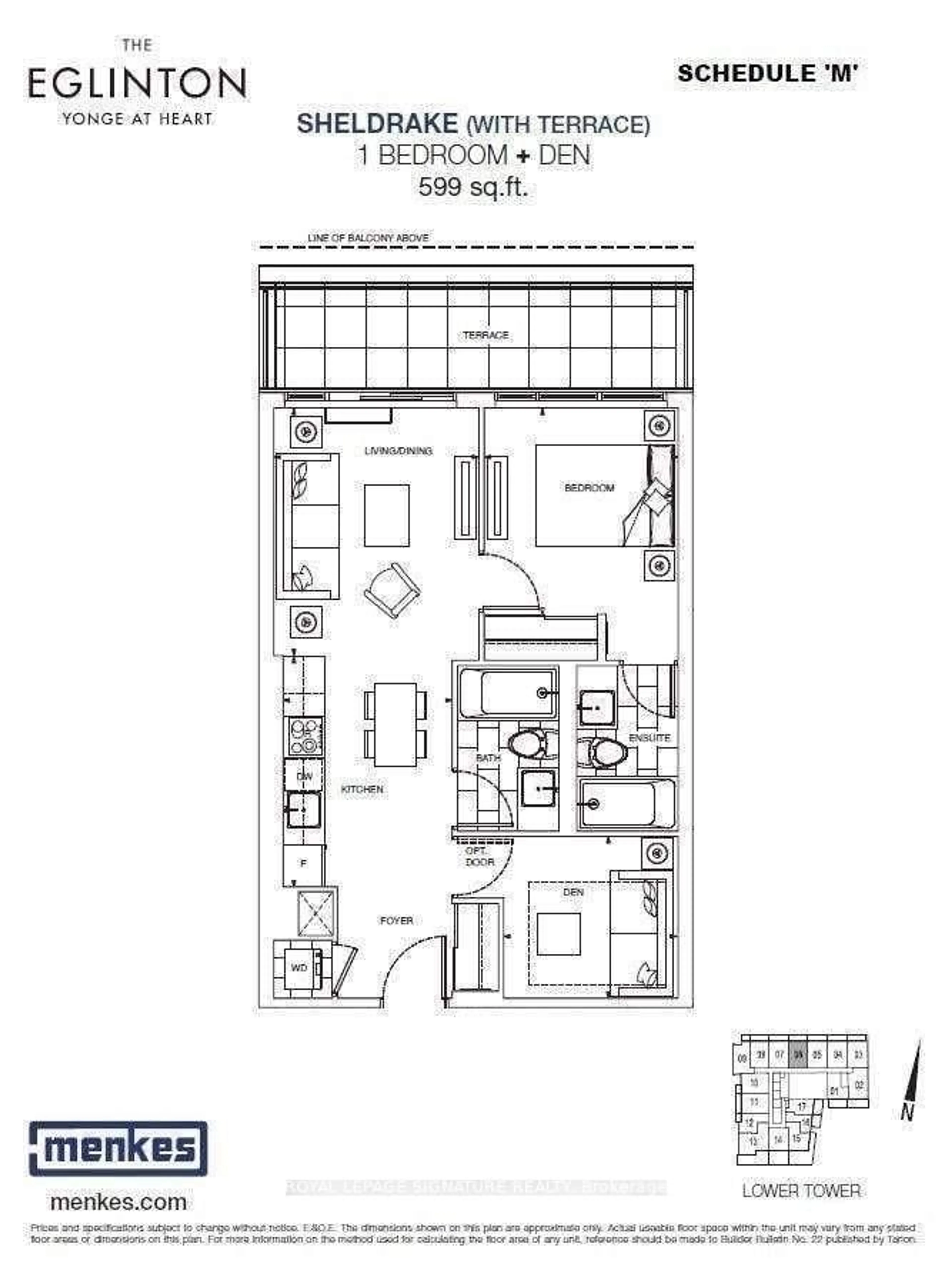 Floor plan for 125 Redpath Ave #606, Toronto Ontario M4S 0B5